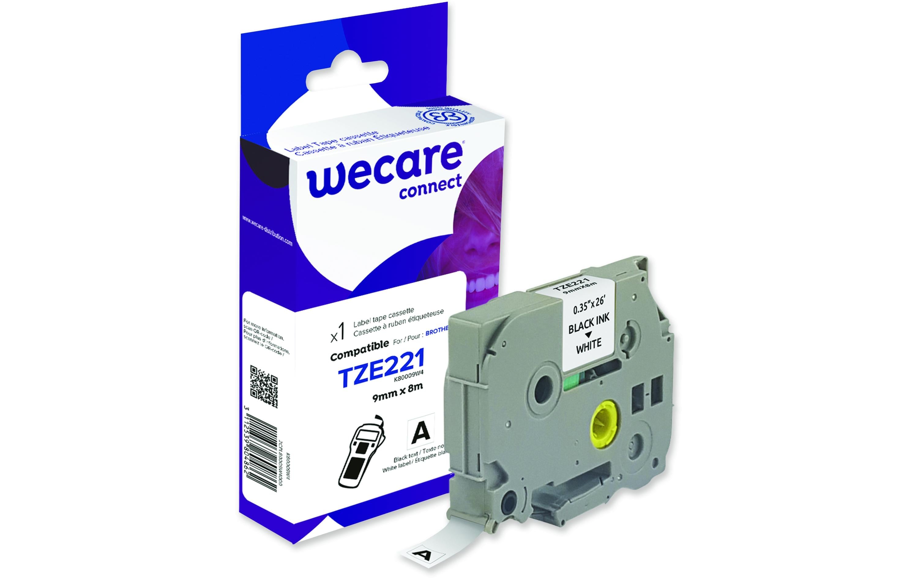 Wecare Beschriftungsband TZE-221WE Schwarz auf Weiss