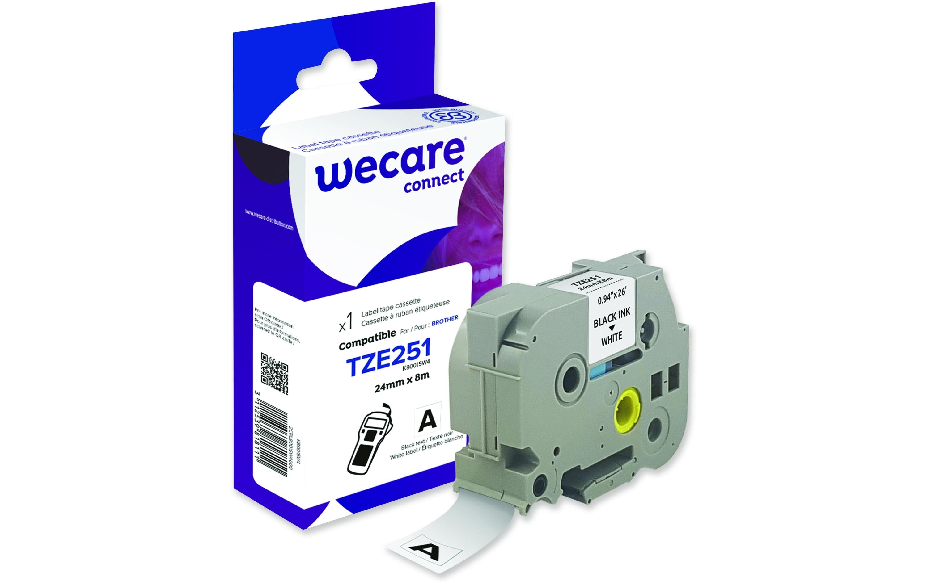 Wecare Beschriftungsband TZE-251WE Schwarz auf Weiss
