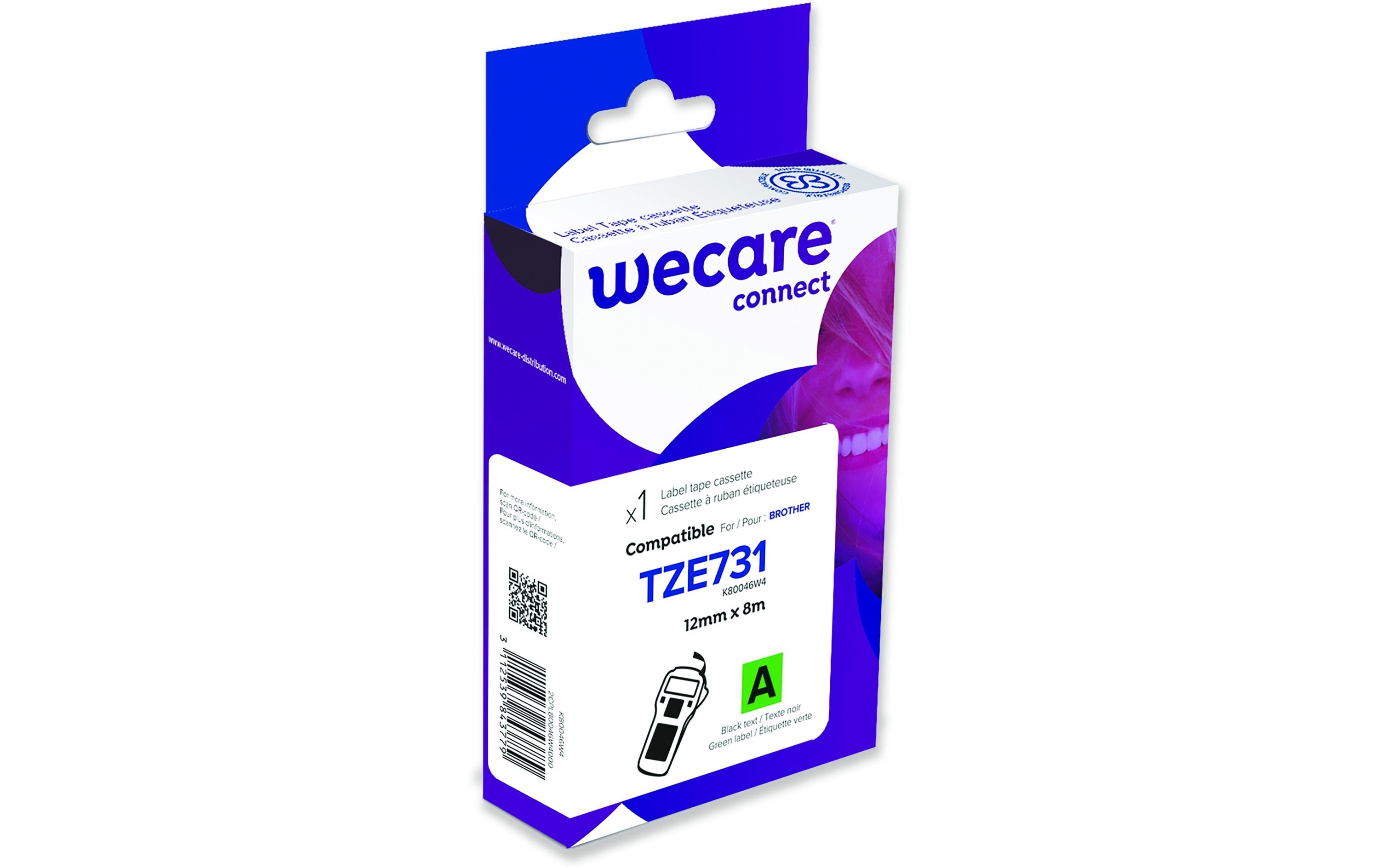 Wecare Beschriftungsband TZE-731WE Schwarz auf Grün