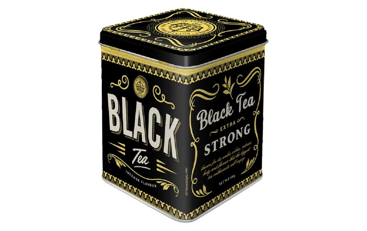 Nostalgic Art Teebeutel-Box Black Tea Gold/Schwarz/Weiss