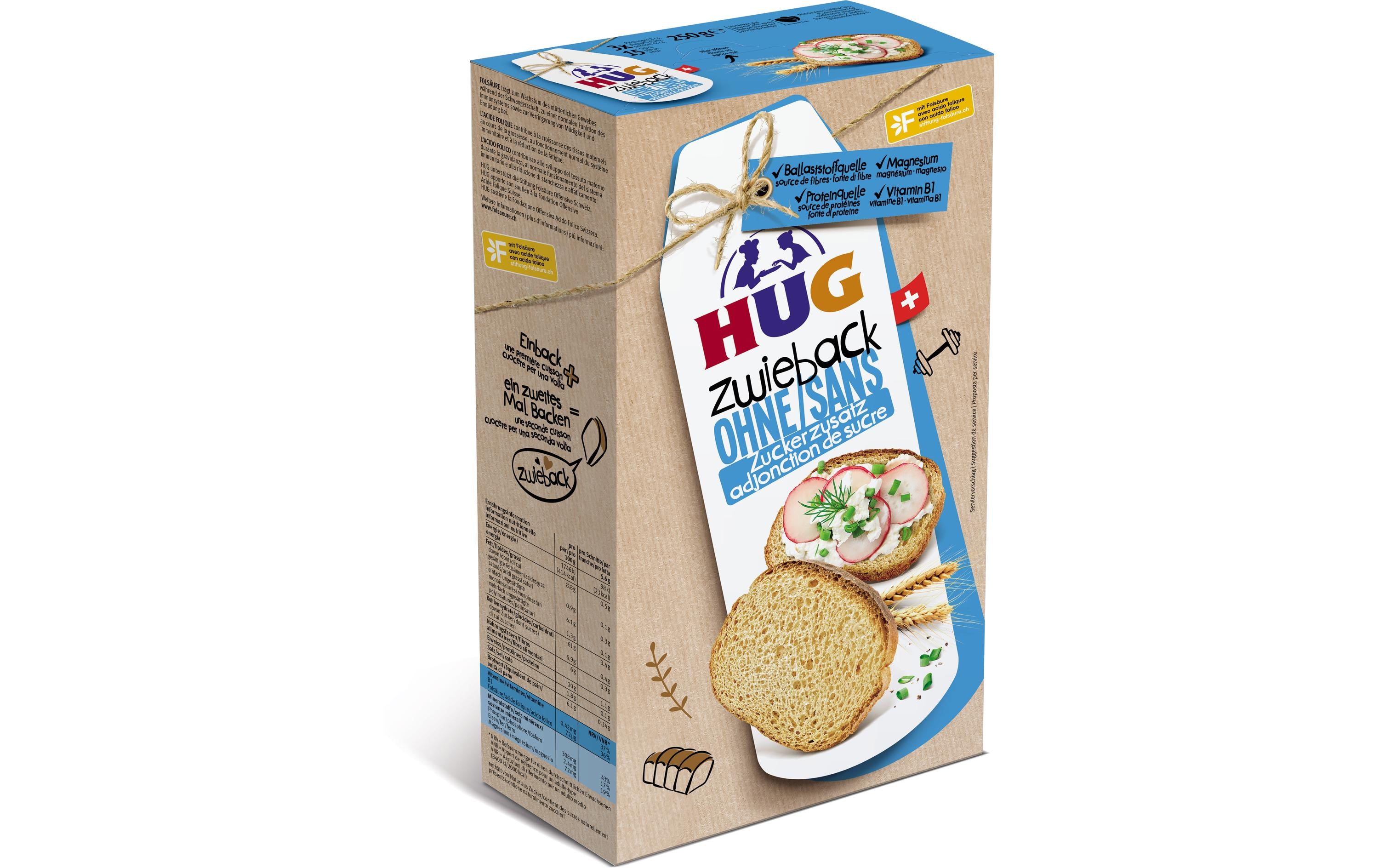 HUG Zwieback ohne Zucker 250 g