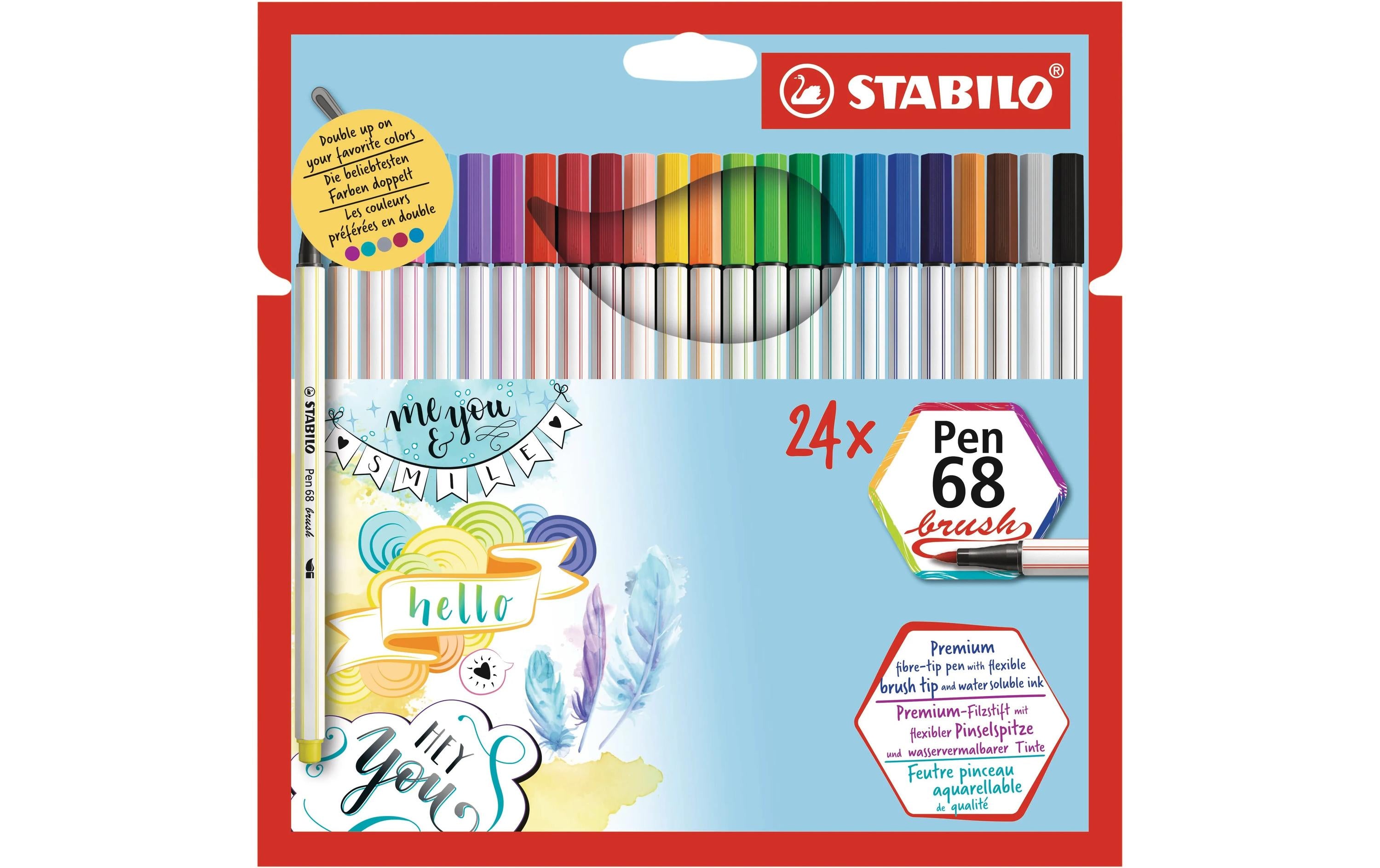 STABILO Fasermaler Pen 68 brush 24er Kartonetui