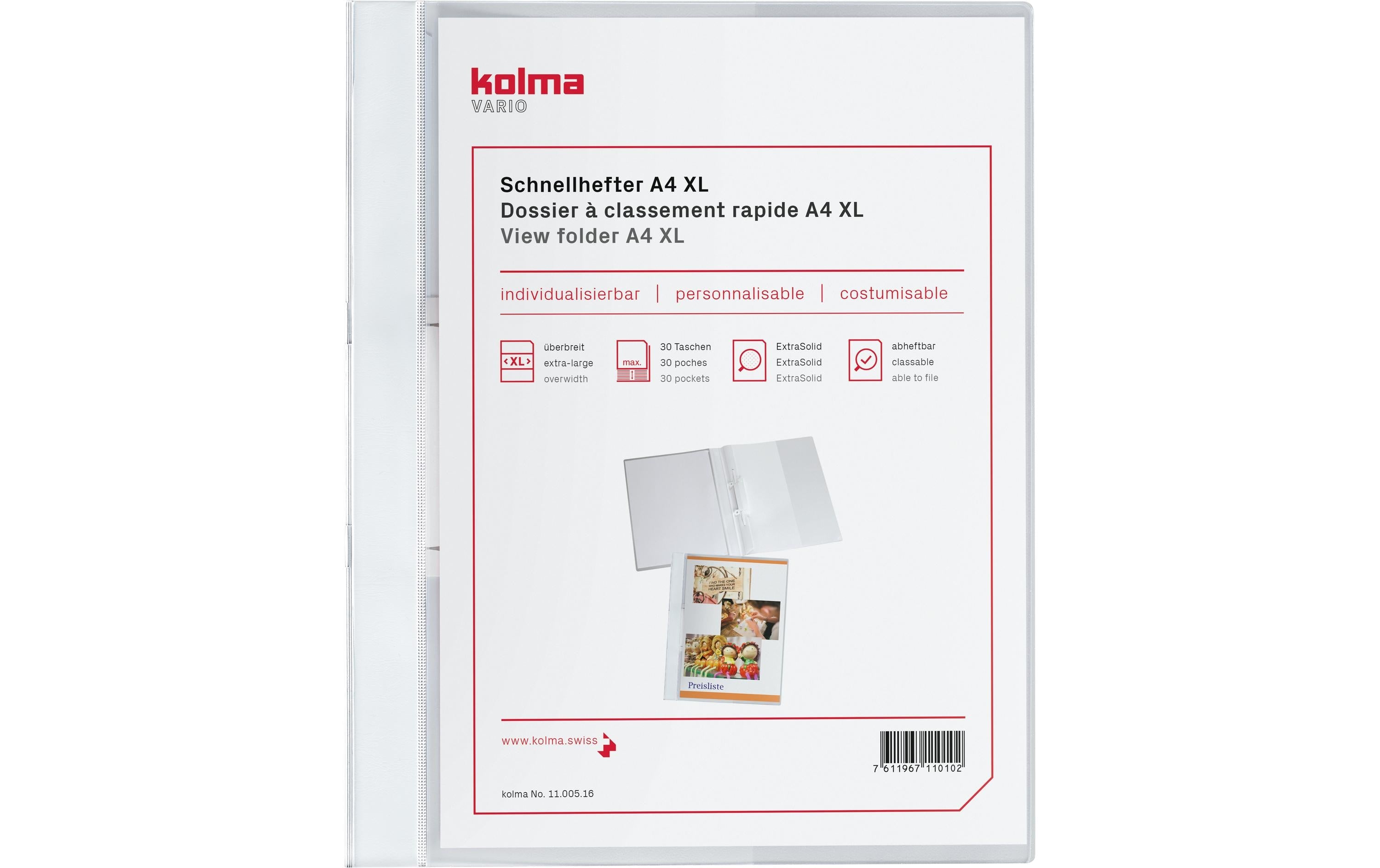 Kolma Schnellhefter A4 XL Weiss, 5 Stück