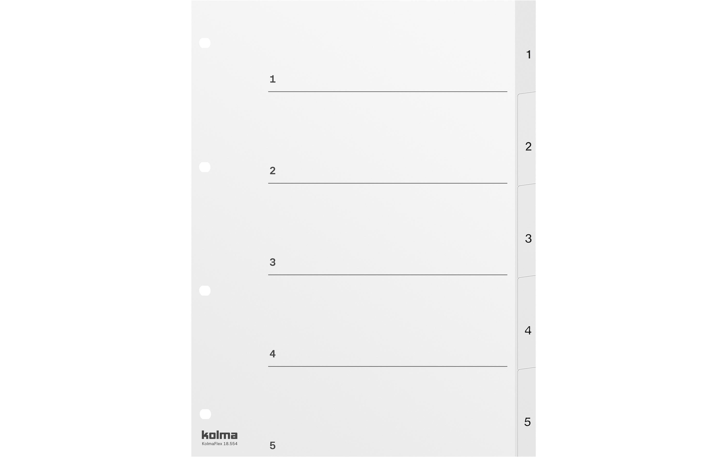 Kolma Register A4 Weiss, PP 1-5