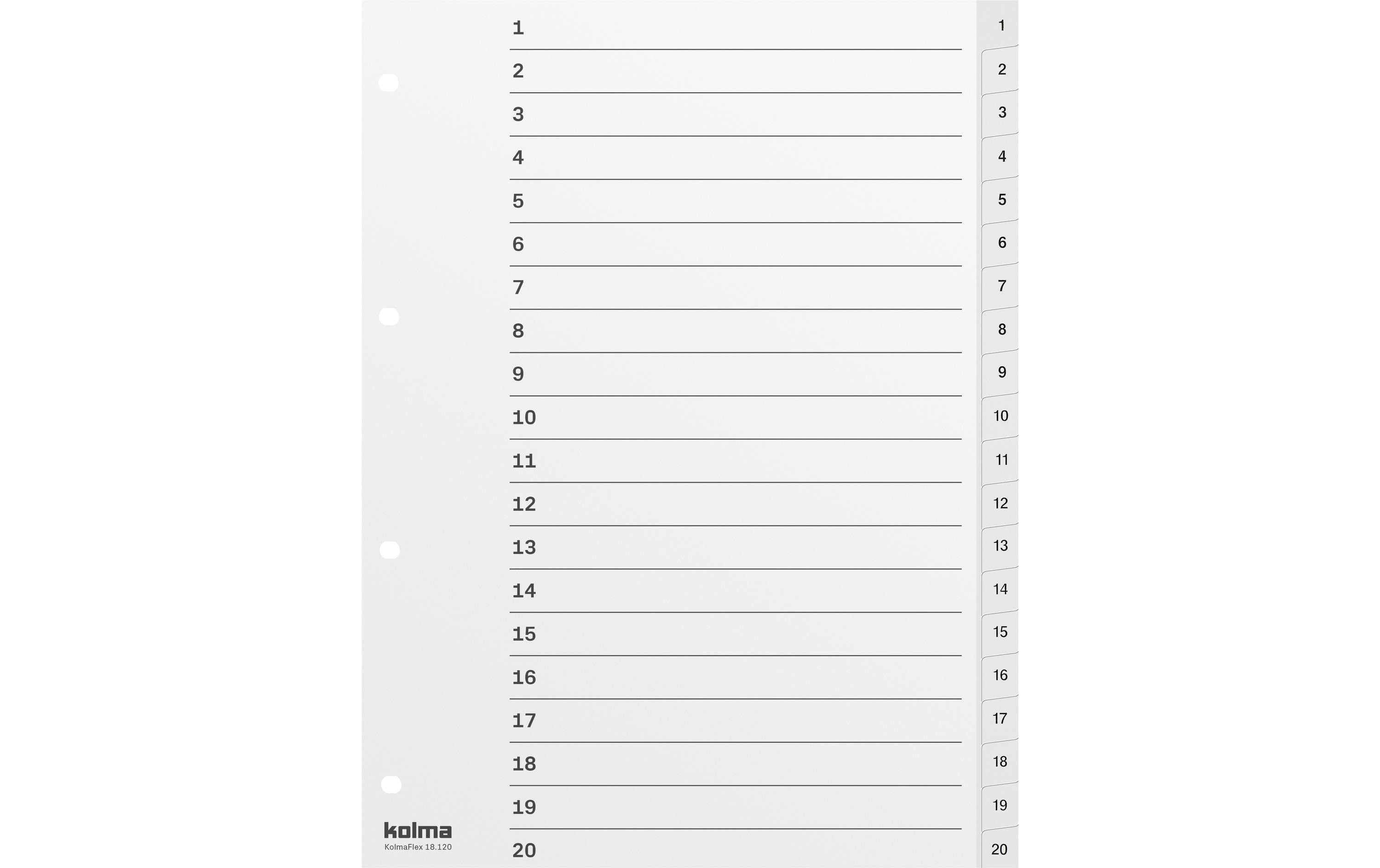 Kolma Register A4 Hoch, PP 1-20