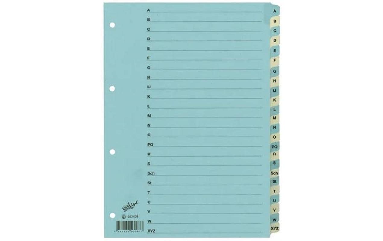 Büroline Register A4, 1 Reihe, A – Z verstärkt Blau/Beige