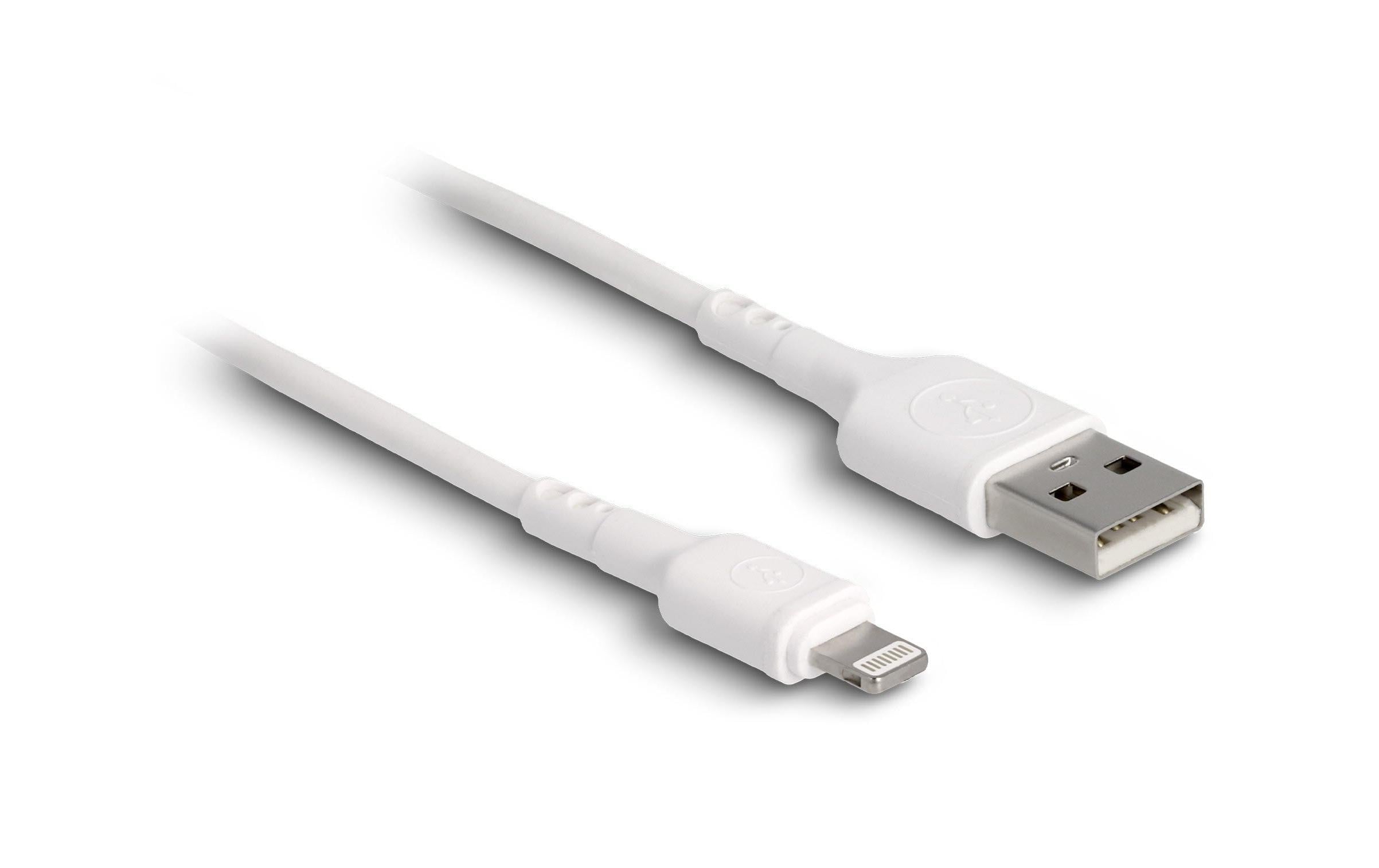 Delock USB-Ladekabel USB A - Lightning 0.3 m, Weiss
