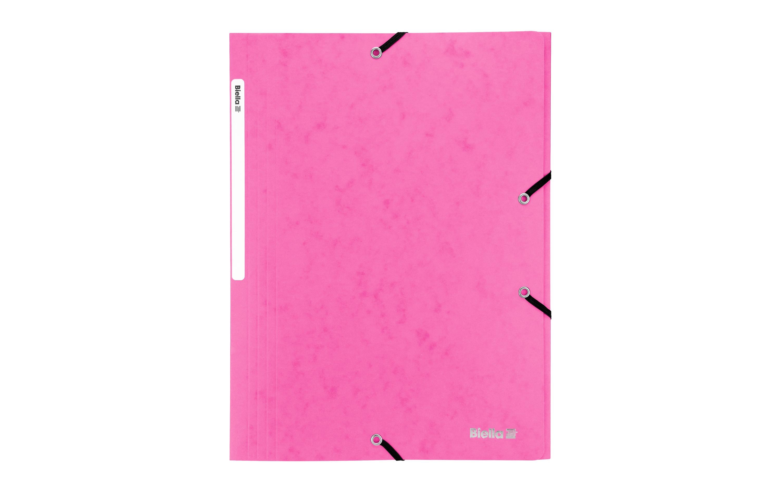 Biella Gummibandmappe A4 Karton, Rosa