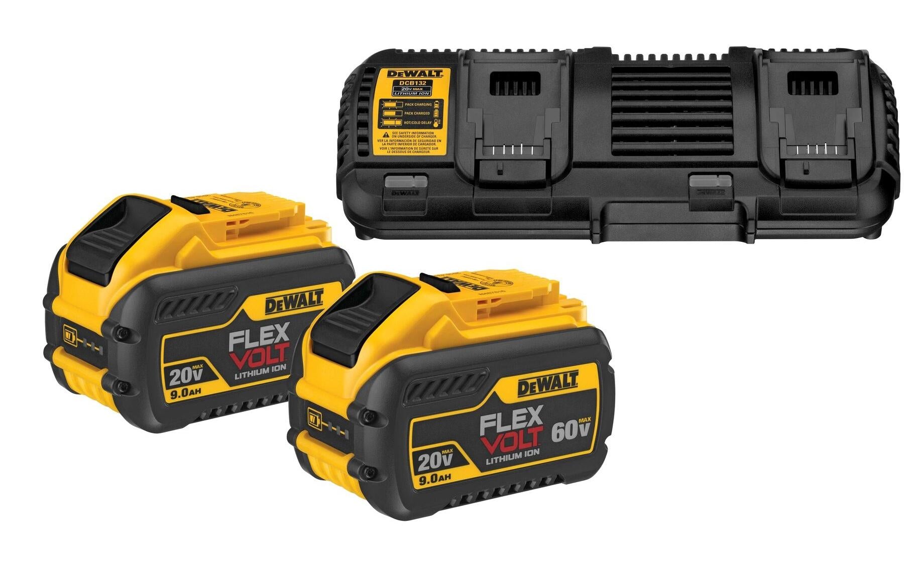 DEWALT Starter-Set XR Doppelladegerät und 2x 54 V 9 Ah Akku