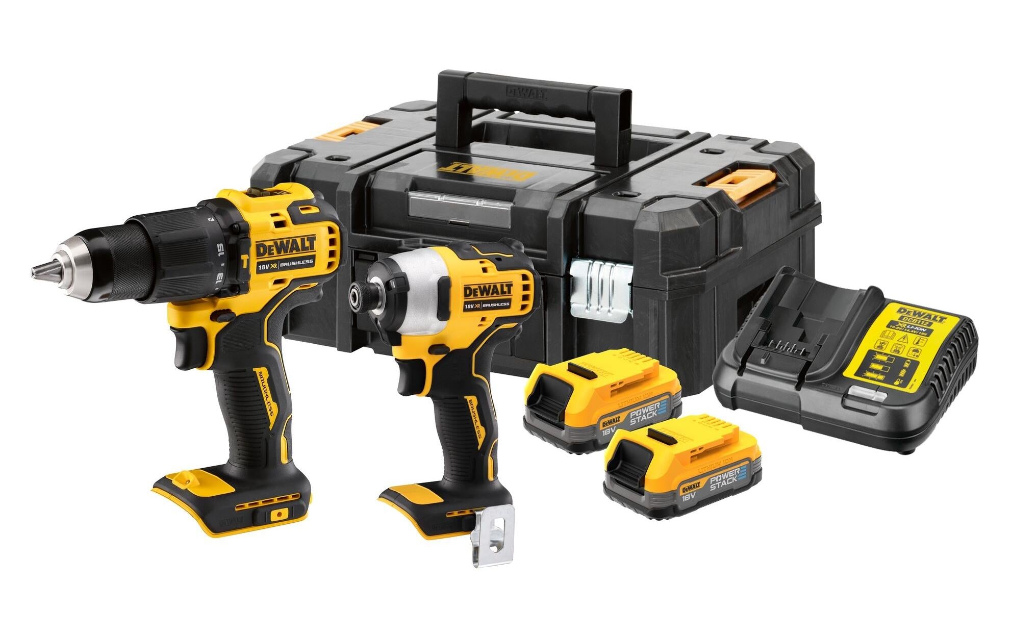 DEWALT Akku-Maschinen Set 18 V DCD709 + DCF809 mit 2x 2 Ah Akkus