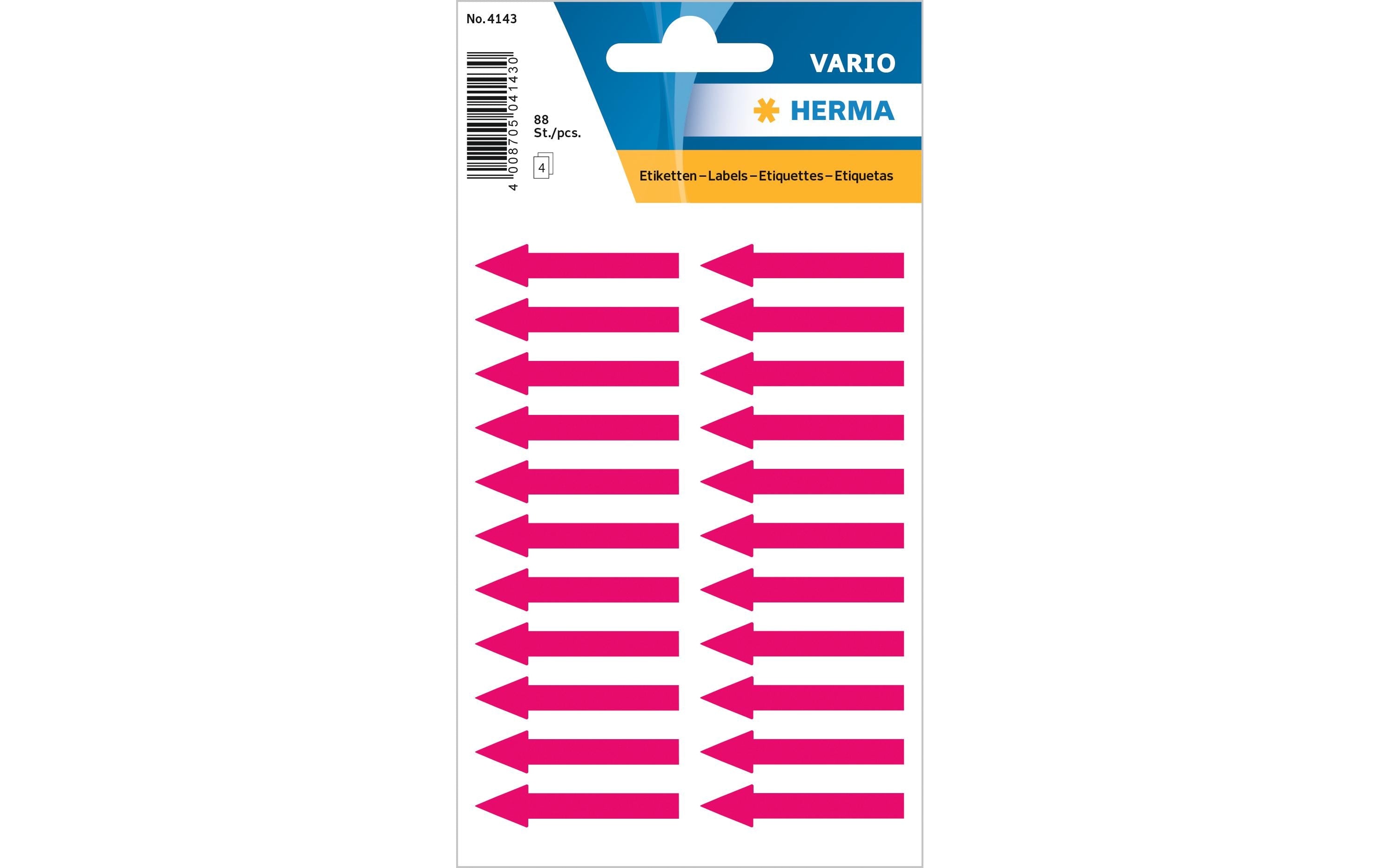 Herma Stickers Hinweis-Etiketten 3.8 x 0.7 cm, Leuchtrot, 88 Etiketten