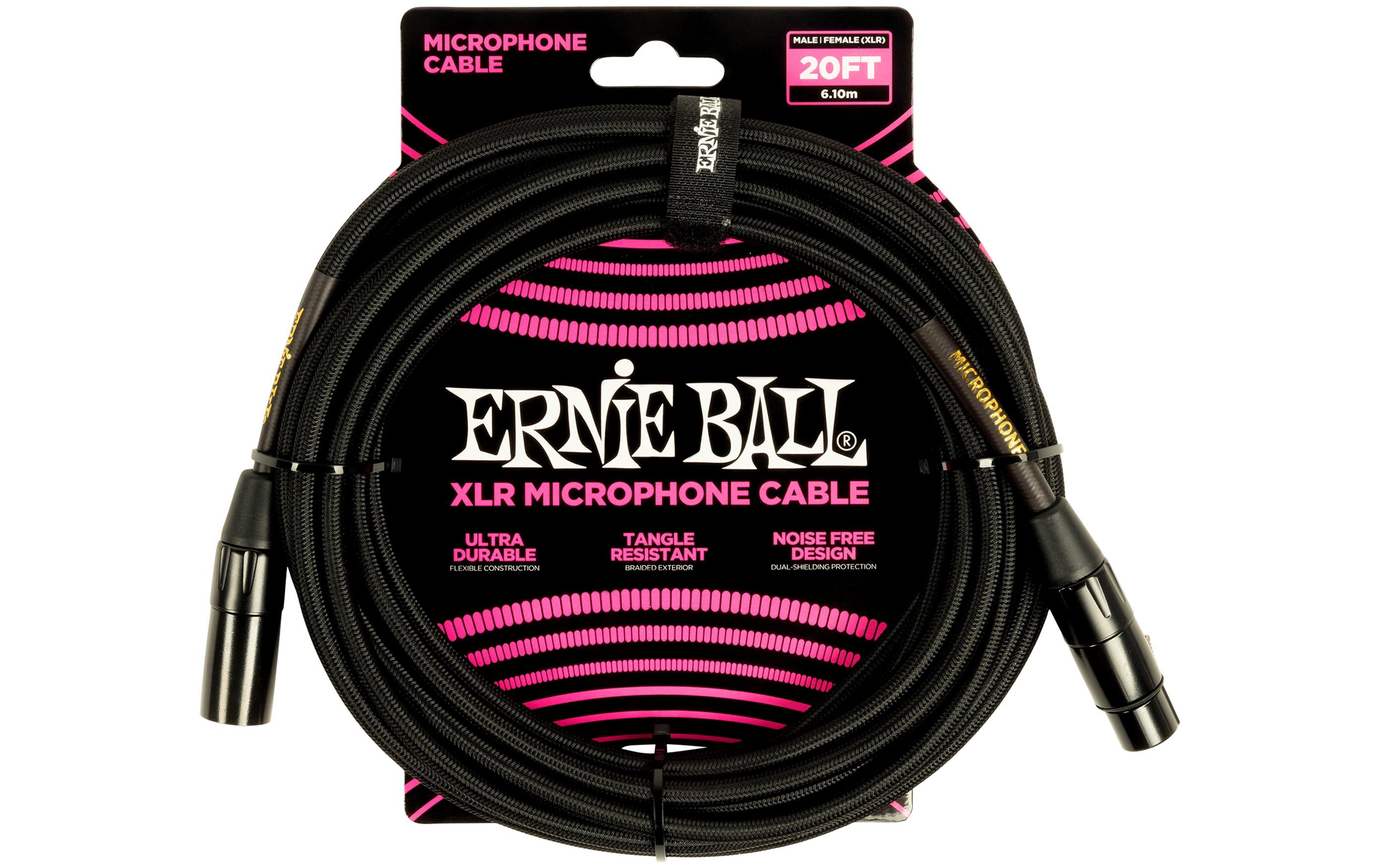 Ernie Ball XLR-Kabel XLRm-XLRf 6.1 m, Schwarz