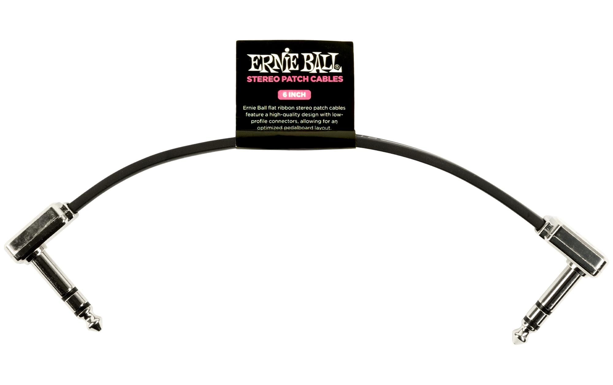 Ernie Ball Patch-Kabel 6408 Flat Ribbon – 0.15 m, Schwarz