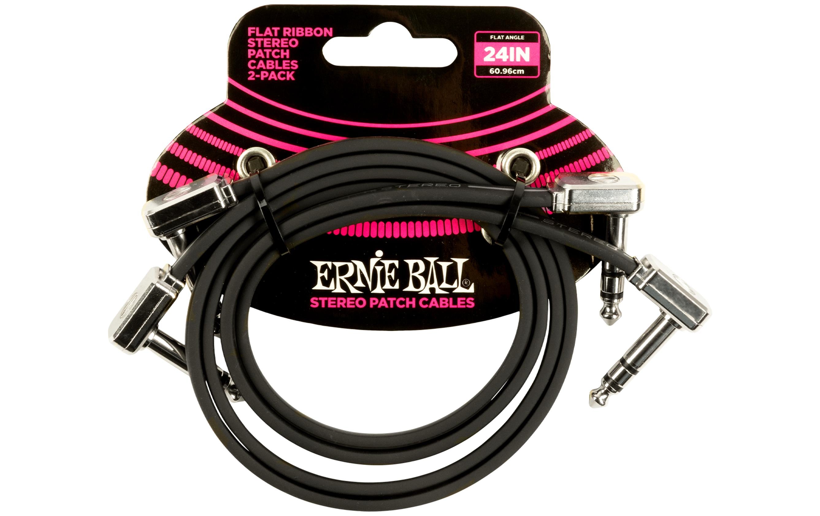 Ernie Ball Patch-Kabel 6406 Flat Ribbon, 2er Pack – 0.61 m, Schwarz