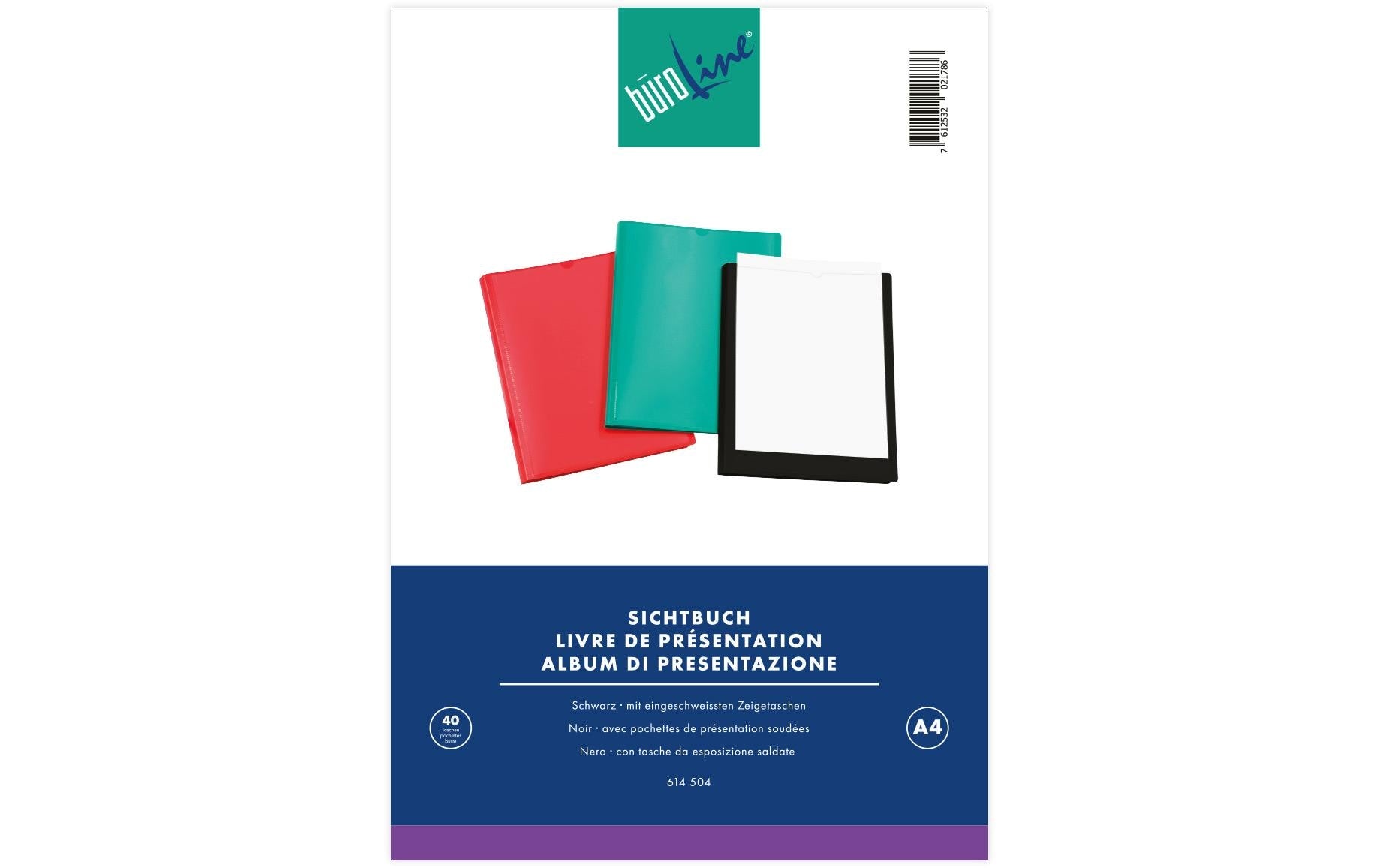 Büroline Sichtbuch A4, 40 Taschen Schwarz