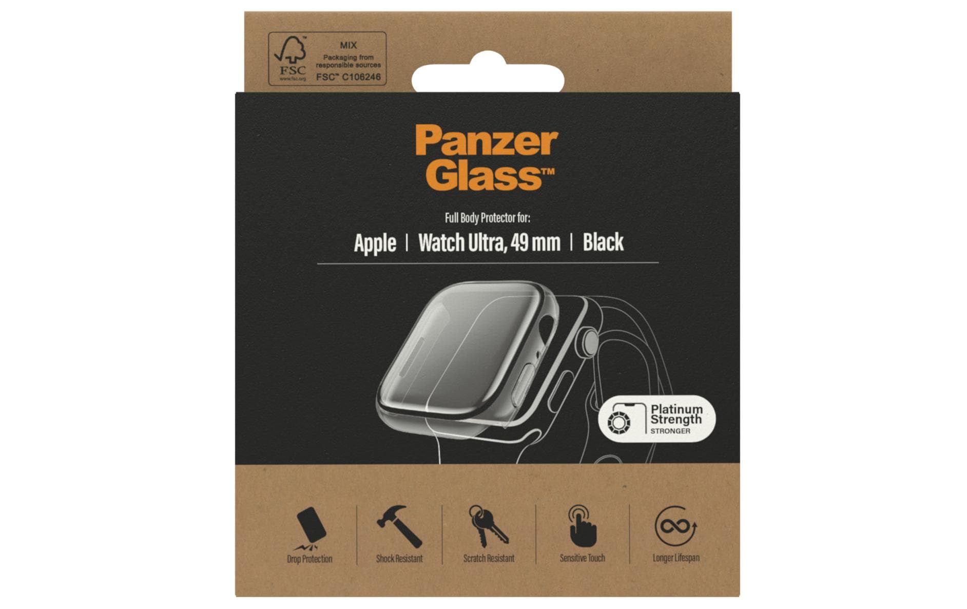 Panzerglass Displayschutz Full Body Apple Watch Ultra (49 mm) Schwarz