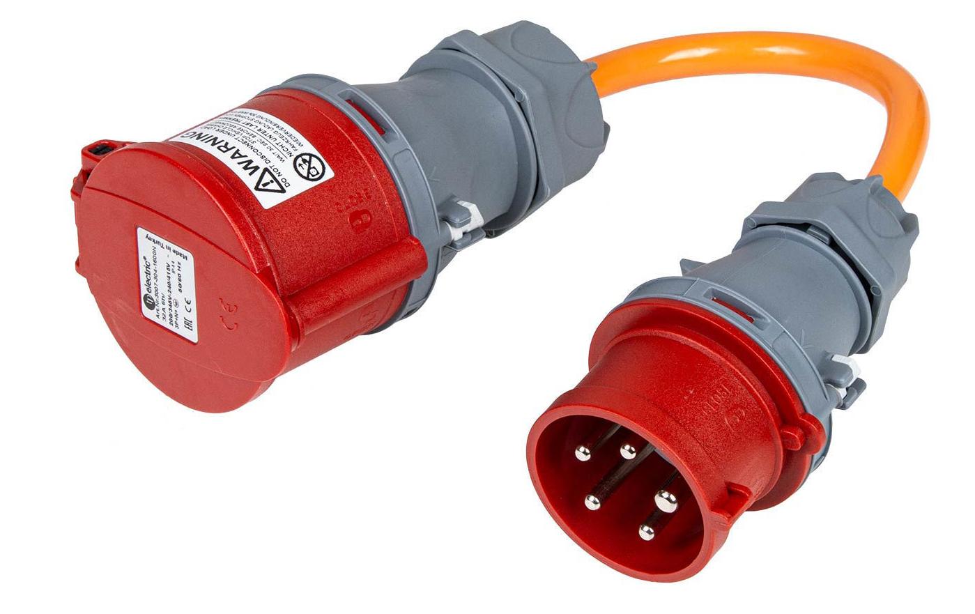 Normrahmen Adapterkabel CEE32/5 Kupplung – CEE16/5 Stecker