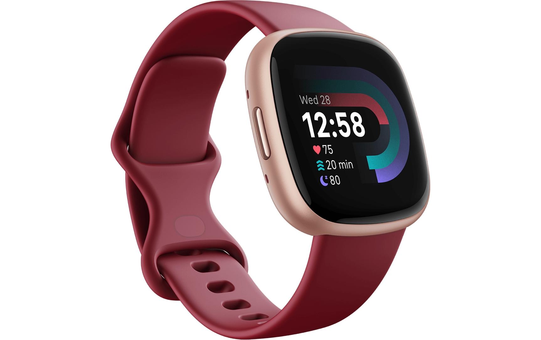 Fitbit GPS-Sportuhr Versa 4 Smartwatch Dunkelrot/Rosa