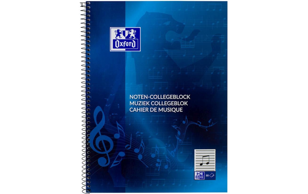 Oxford Schulheft Noten-Collegeblock A4, liniert, Blau