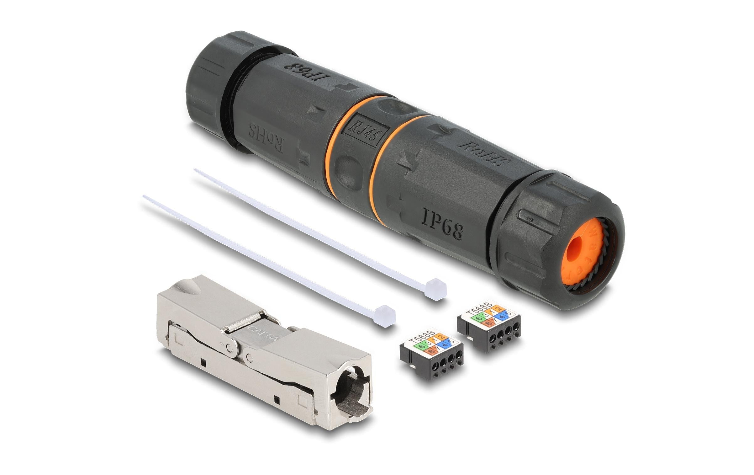 Delock Kupplung LSA – LSA, Cat.6A, IP68, Schwarz 1 Stück