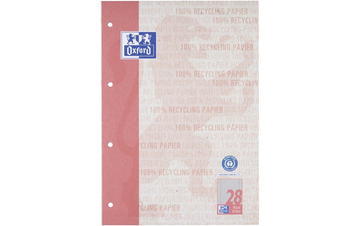 Oxford Notizblock A4, kariert, Rot