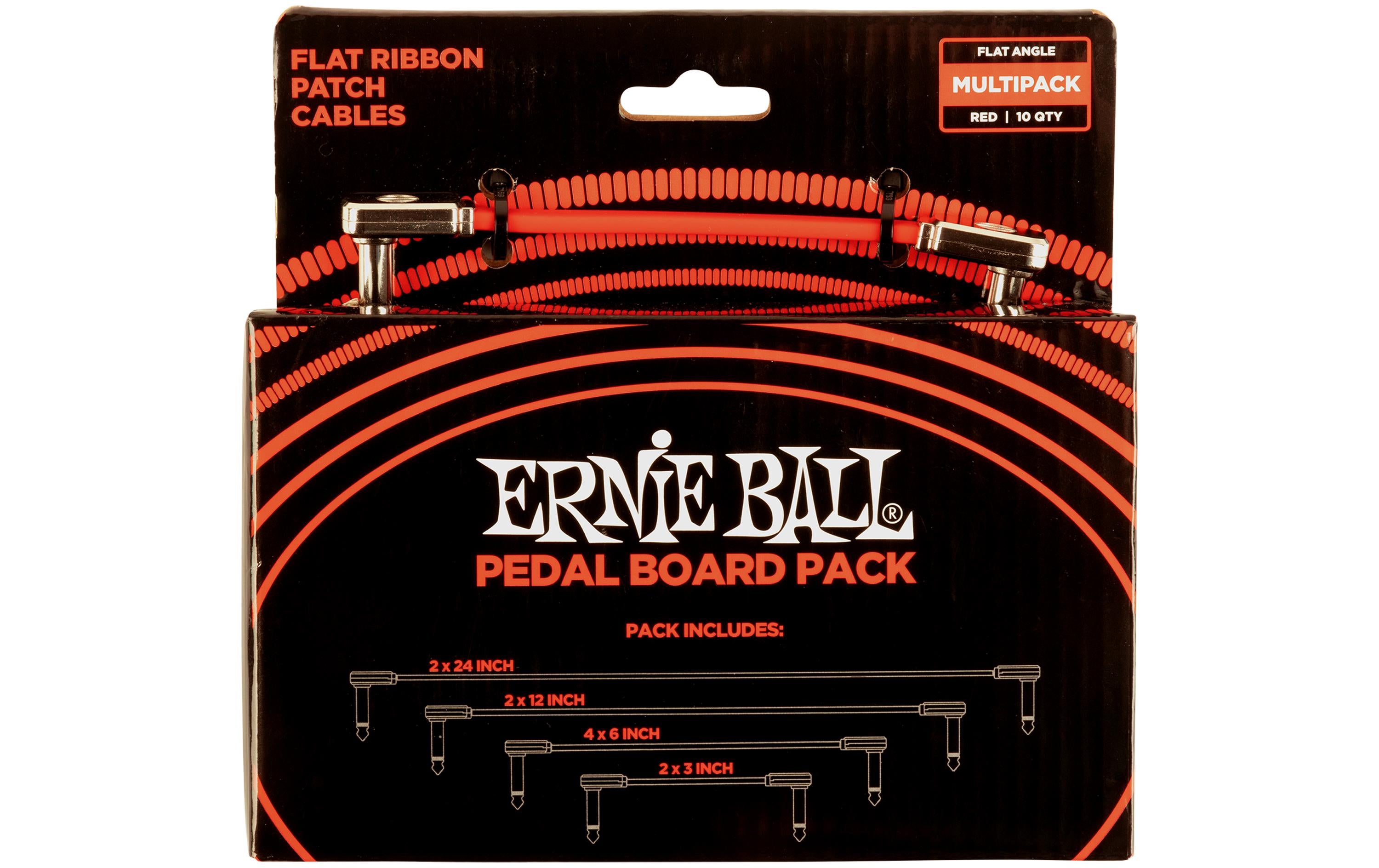 Ernie Ball Patch-Kabel 6404 Flat Ribbon, Multipack – 10 Stück, Rot