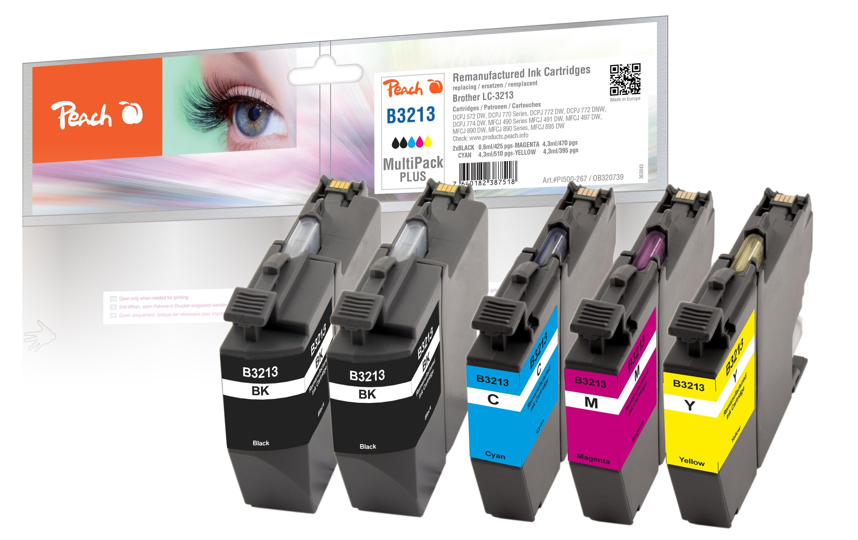 Peach Tinte Brother LC-3213 Multi-Pack-Plus C, M, Y, BK