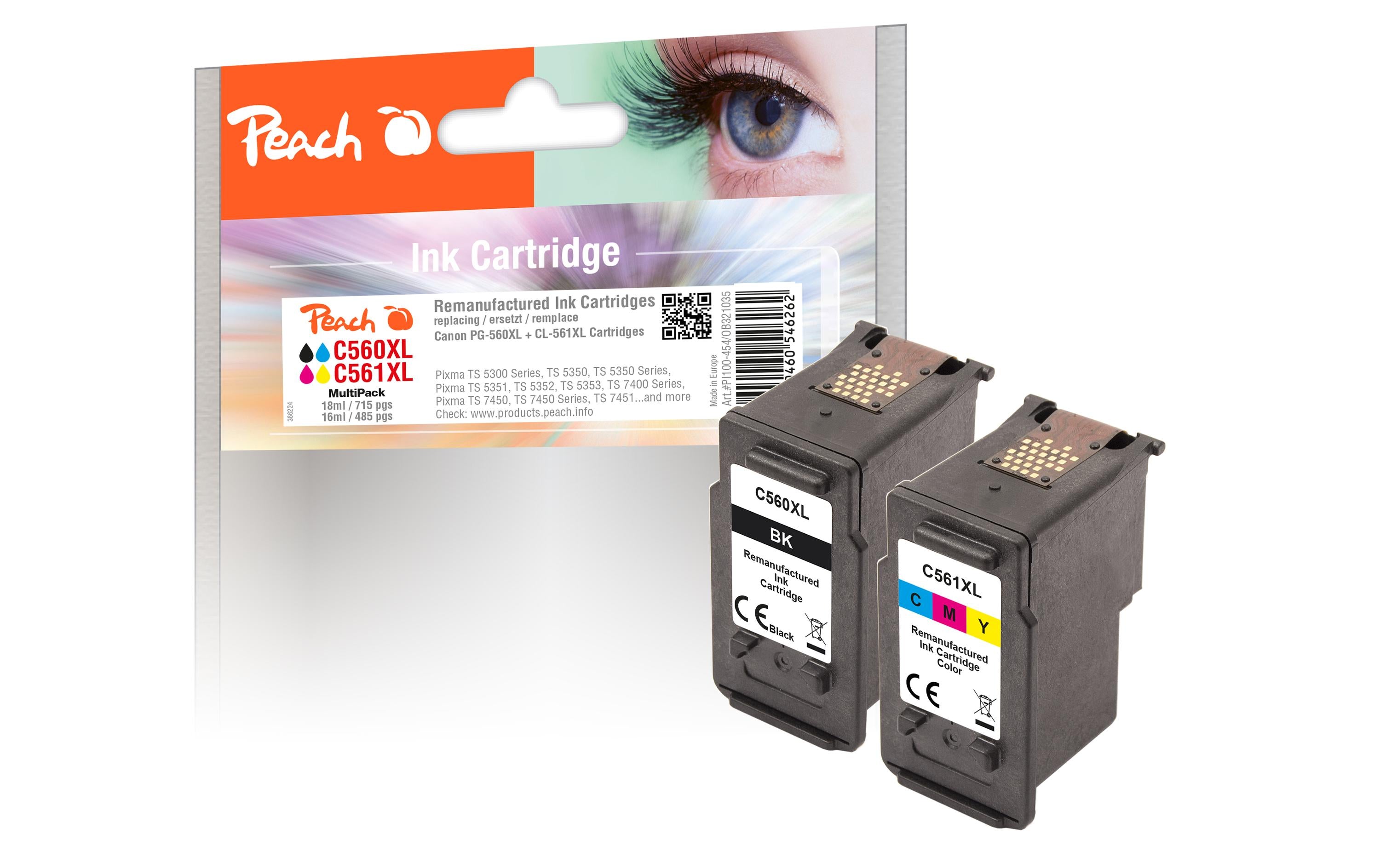 Peach Tinte Canon PG-560XL/CL-561XL Multi-Pack 1x BK, 1x CMY