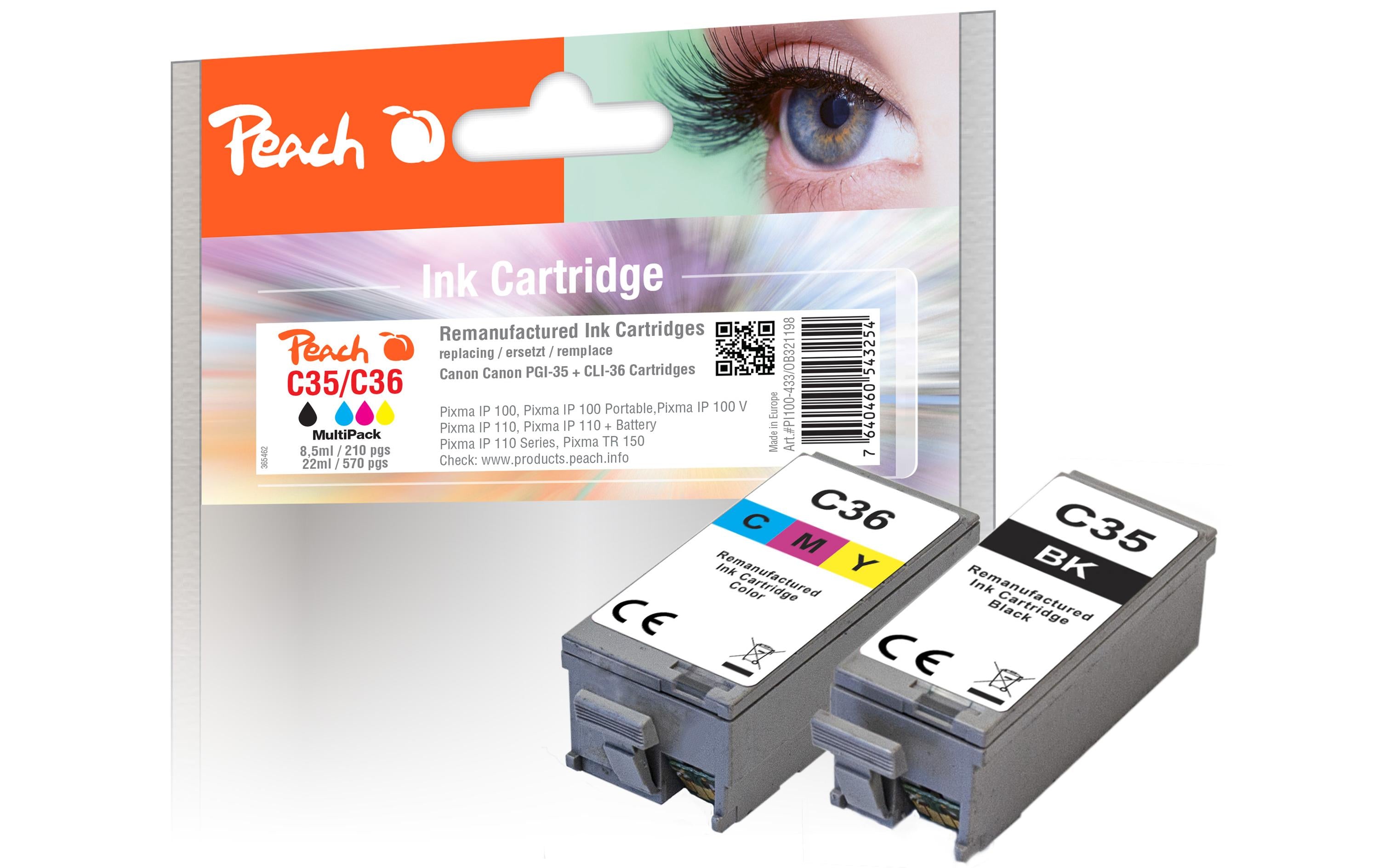 Peach Tinte Canon PGI-35/CLI-36, Multi-Pack 1x BK, 1x CMY