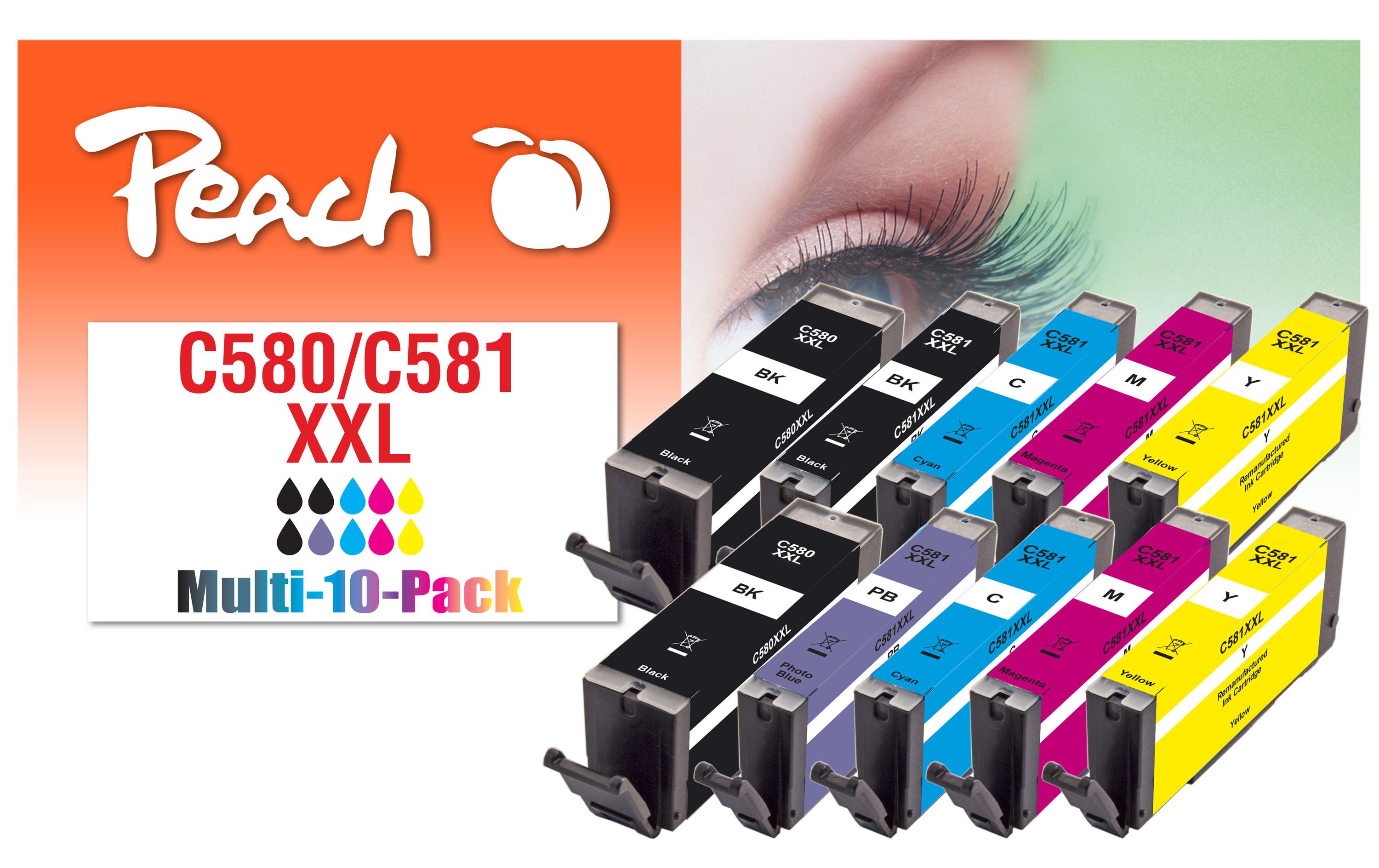 Peach Tintenset Canon PGI-580XL / CLI-581XL 2x C/M/Y/BK, 1x PBK/PB