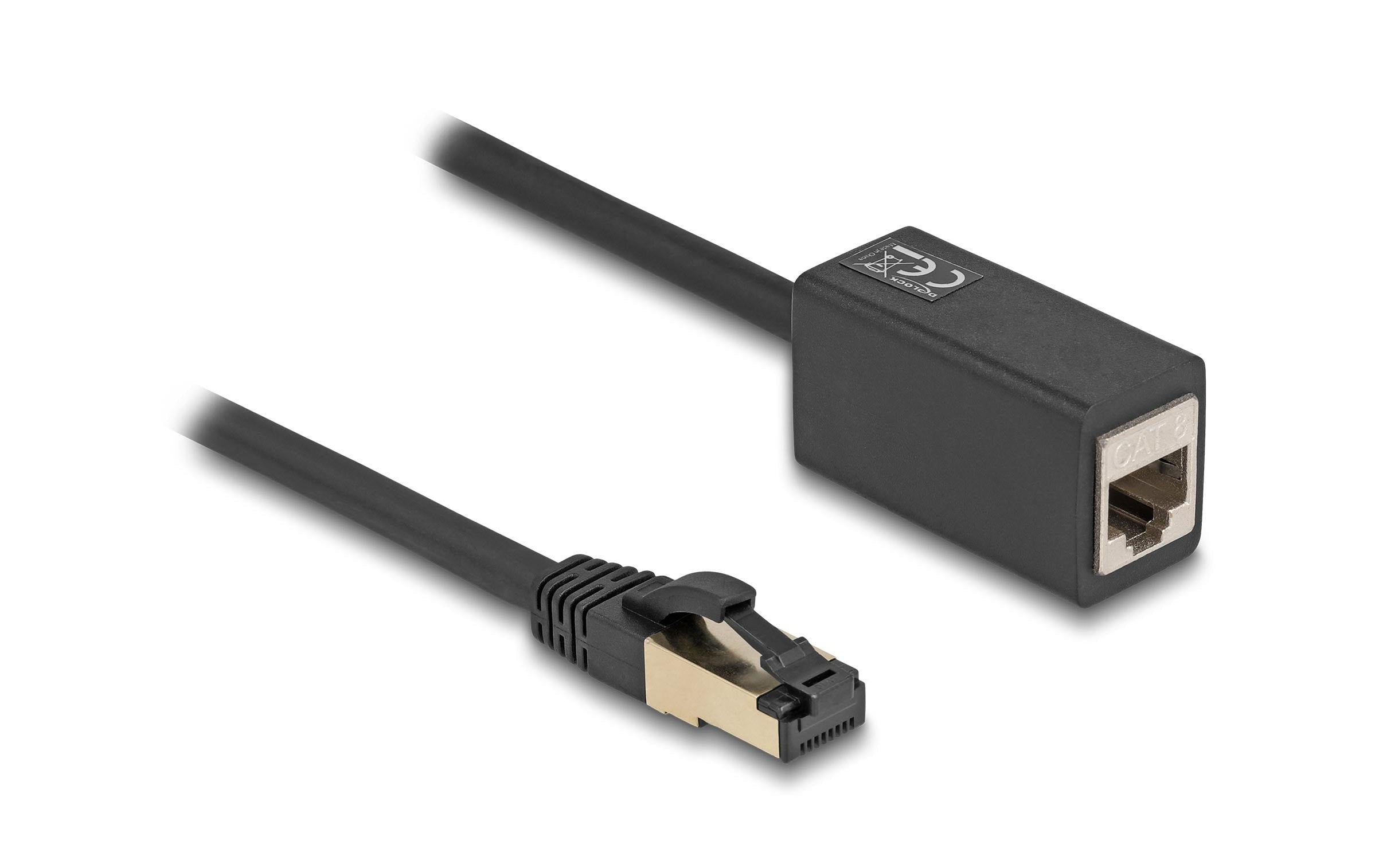 Delock Patchkabel Verlängerungskabel Cat 8.1, S/FTP, 2 m, Schwarz