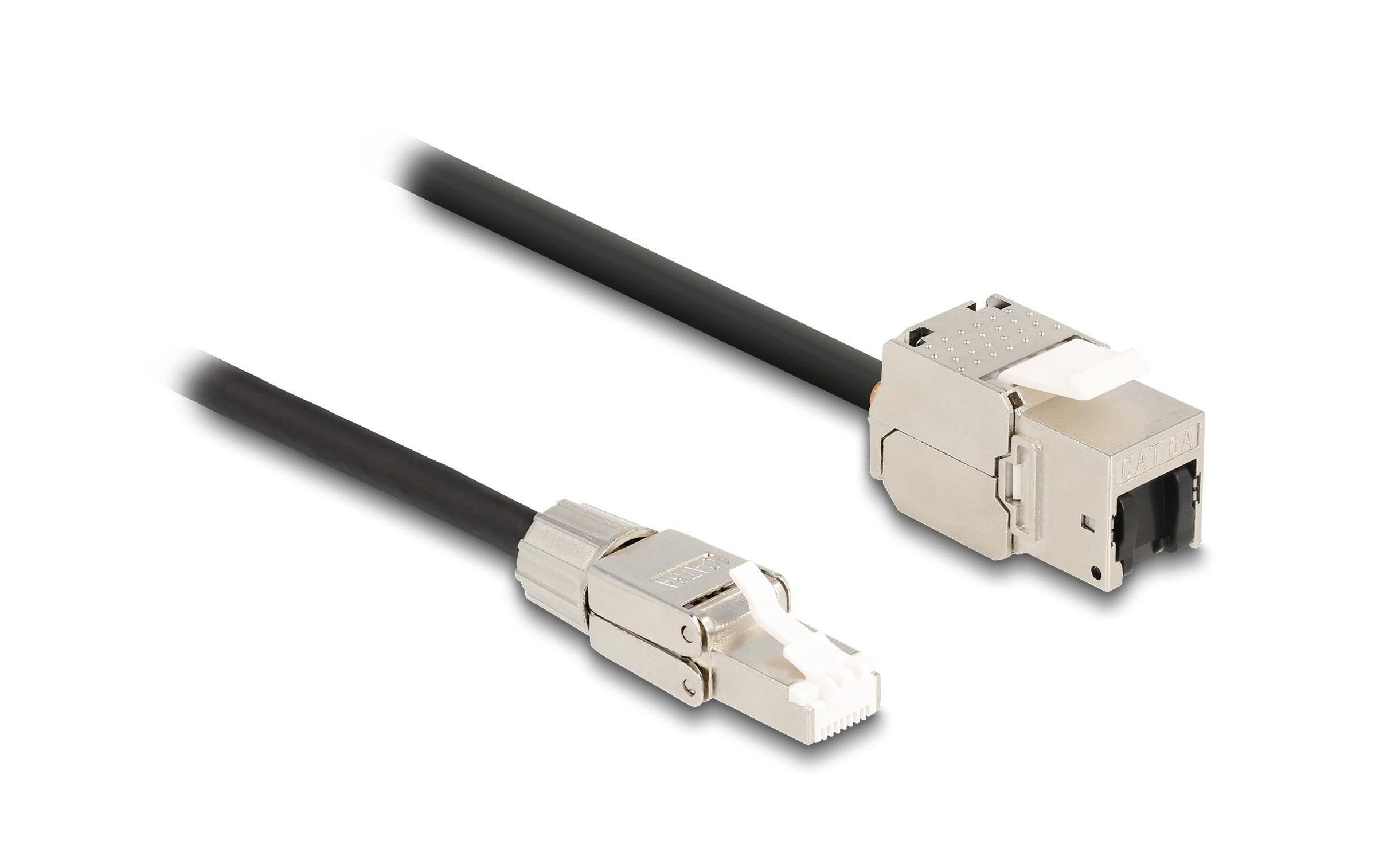Delock Patchkabel RJ45 zu Keystone Cat 6A, S/FTP, 1 m