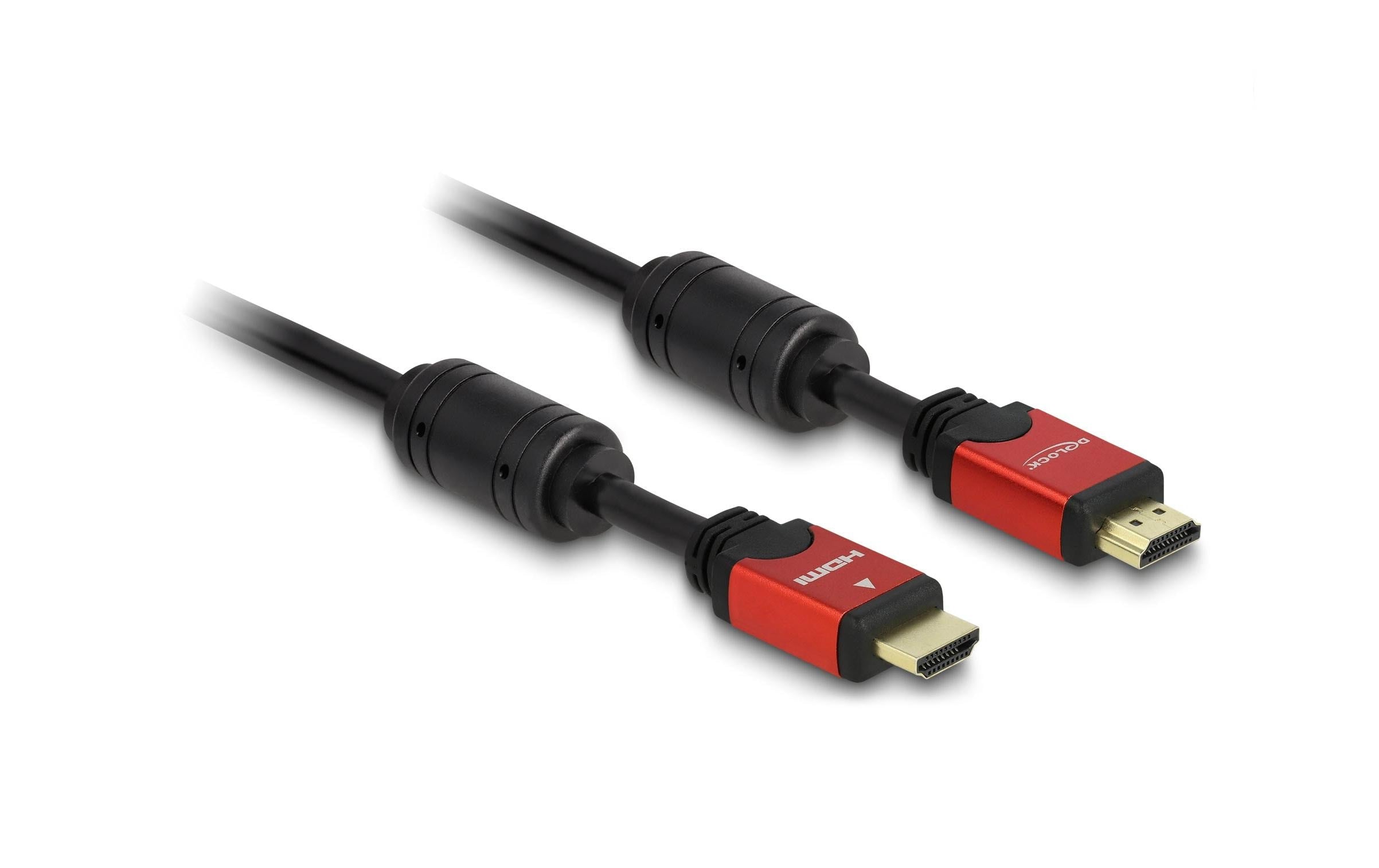 Delock Kabel 4K 30Hz HDMI - HDMI, 5 m, Rot/Schwarz