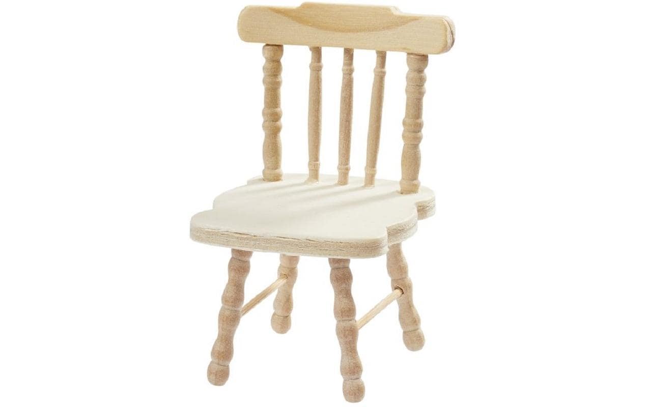 HobbyFun Mini-Möbel Stuhl 4.5 x 5 x 7.5 cm, Natur