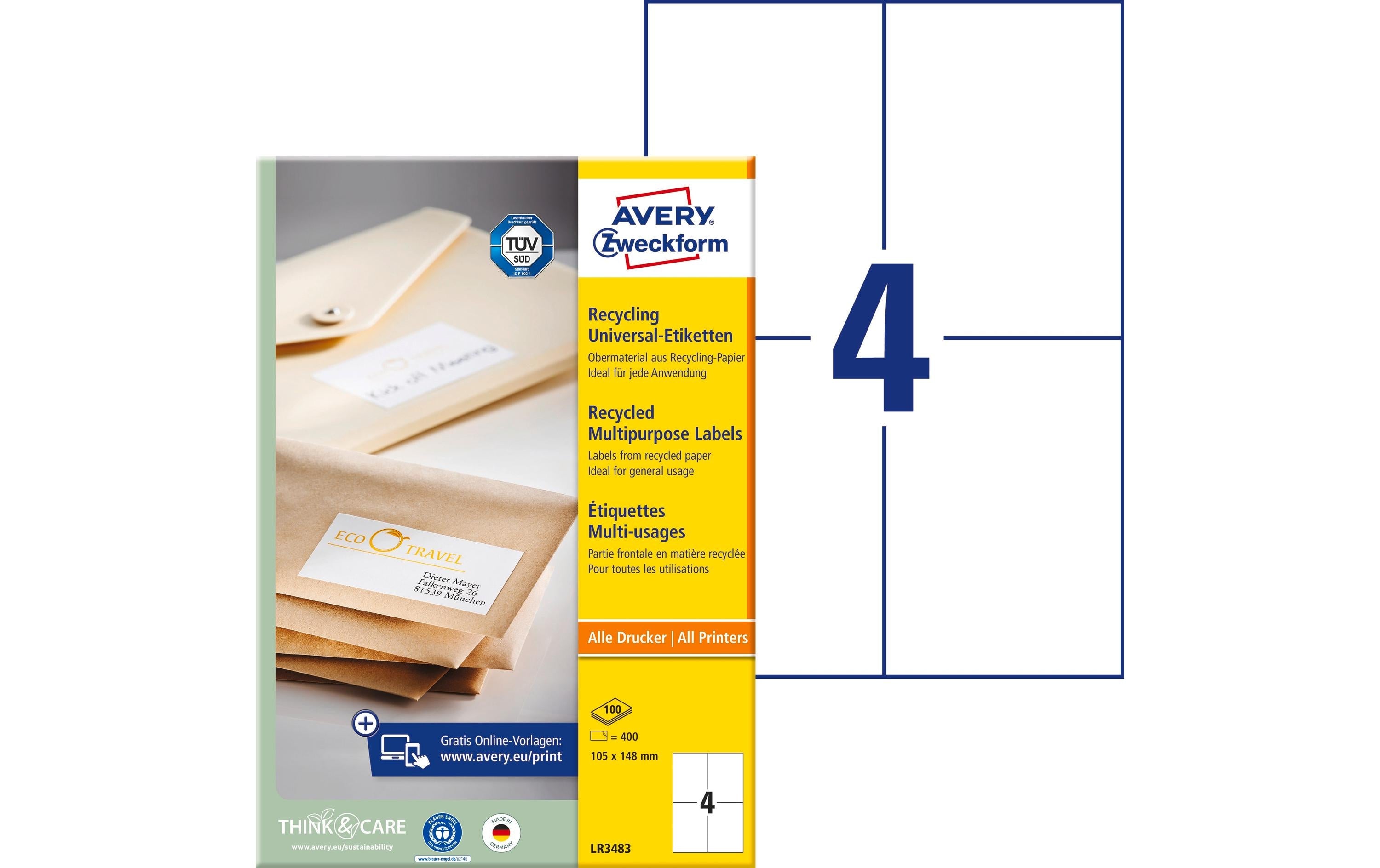 Avery Zweckform Universal-Etiketten LR3483 105 x 148 mm, 100 Blatt