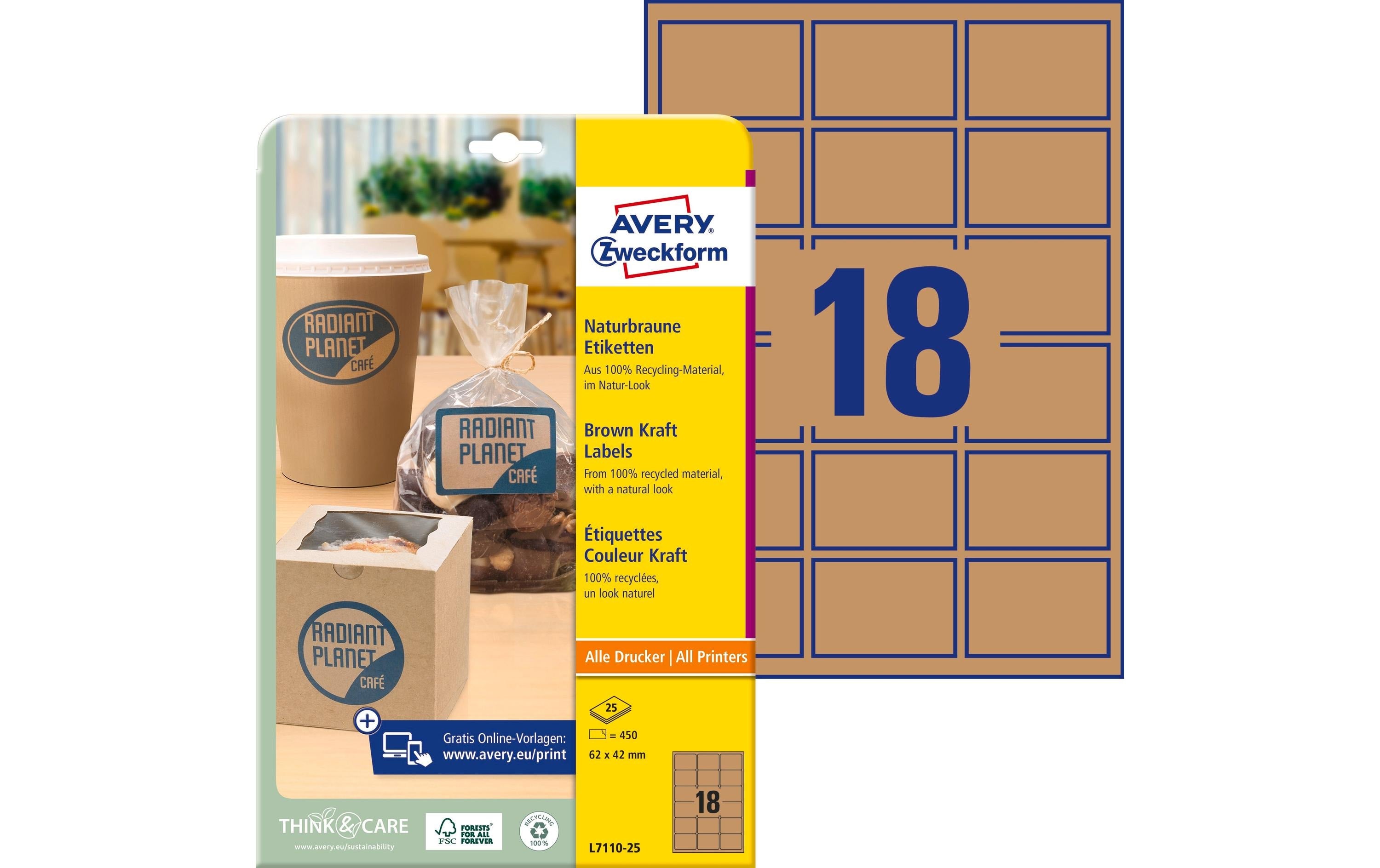Avery Zweckform Universal-Etiketten 62 x 42 mm, 25 Blatt