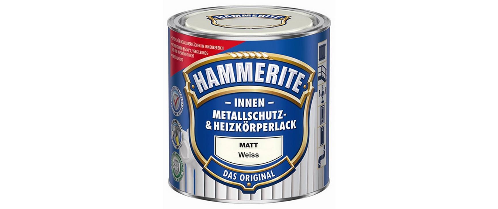 Hammerite Metallschutz- & Heizkörperlack Seidenmatt, Weiss, 500 ml