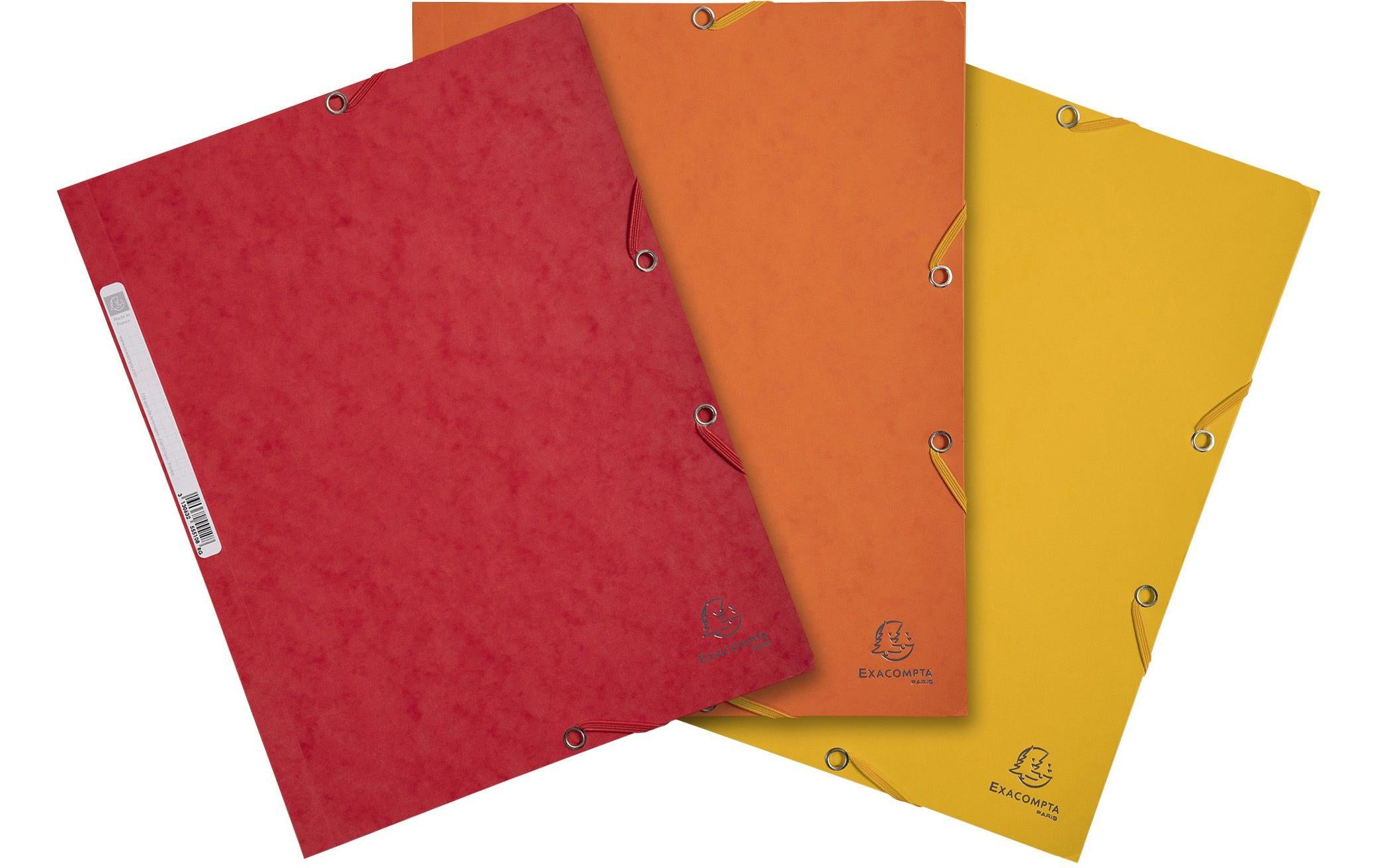 Exacompta Gummibandmappe Aquarel 3-er Set Gelb/Rot/Orange