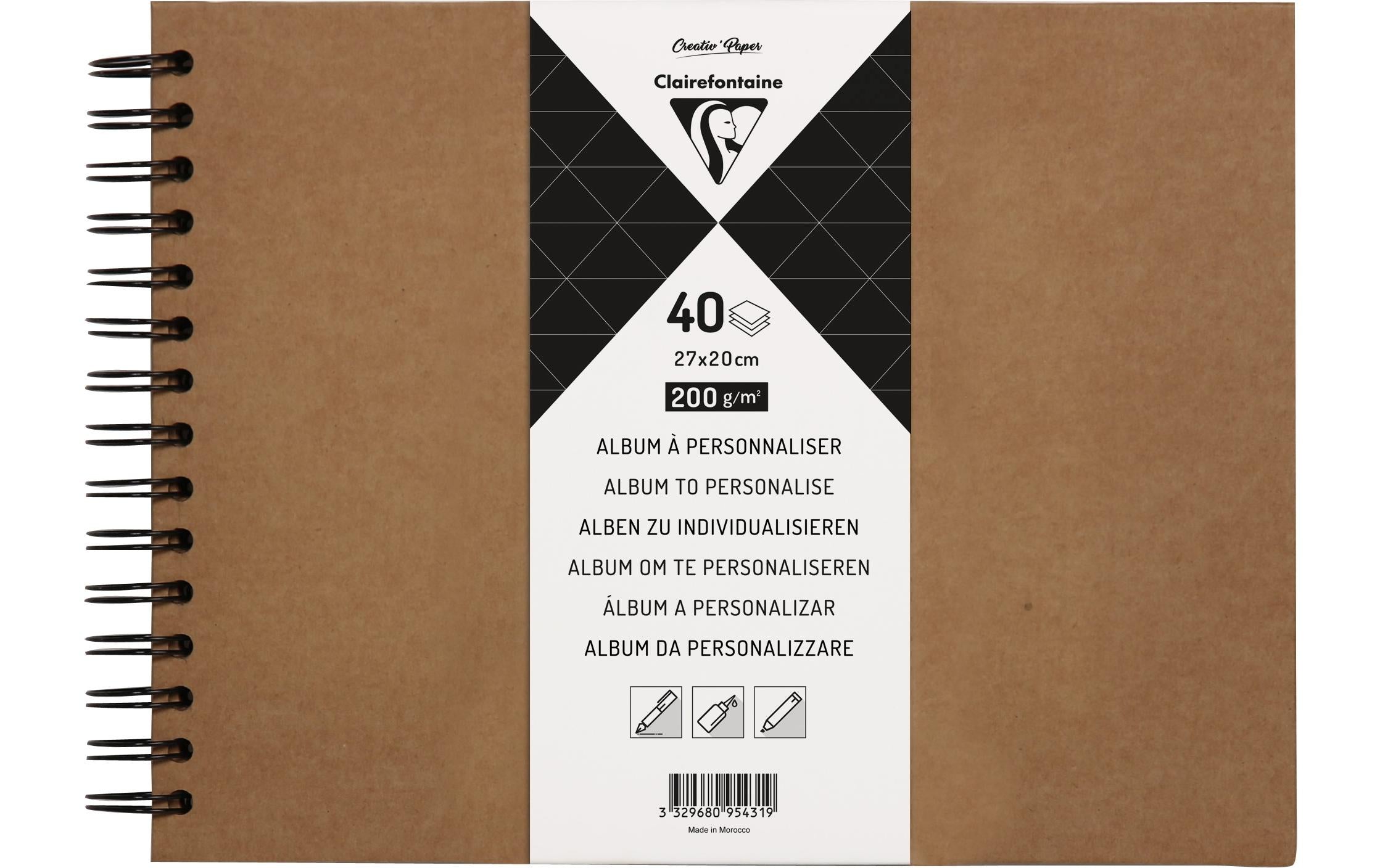 Clairefontaine Fotoalbum DIY 27 x 20 cm, Blanko, Braun