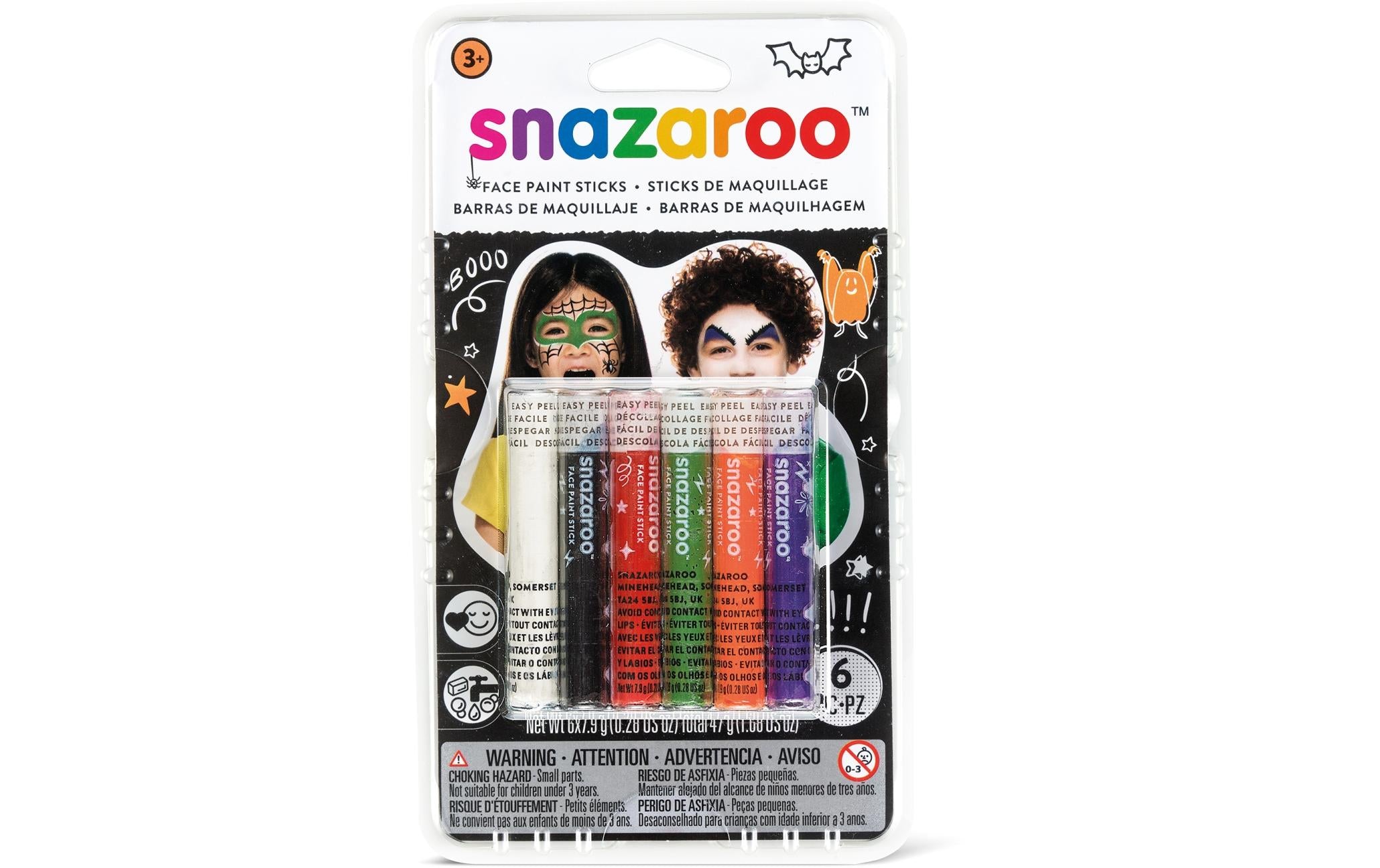 Snazaroo Zubehör Schminkstifte Halloween, 6 Stück