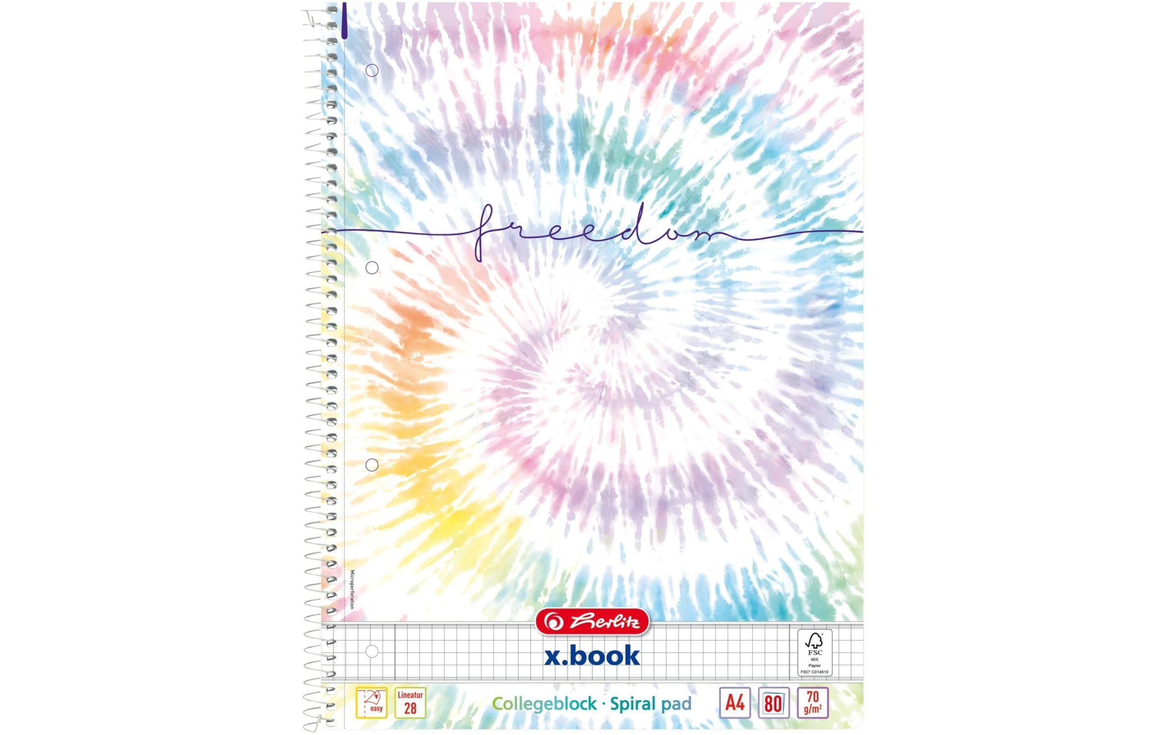 Herlitz Spiralblock New Baltik Freedom Kariert, 80 Blätter, A4