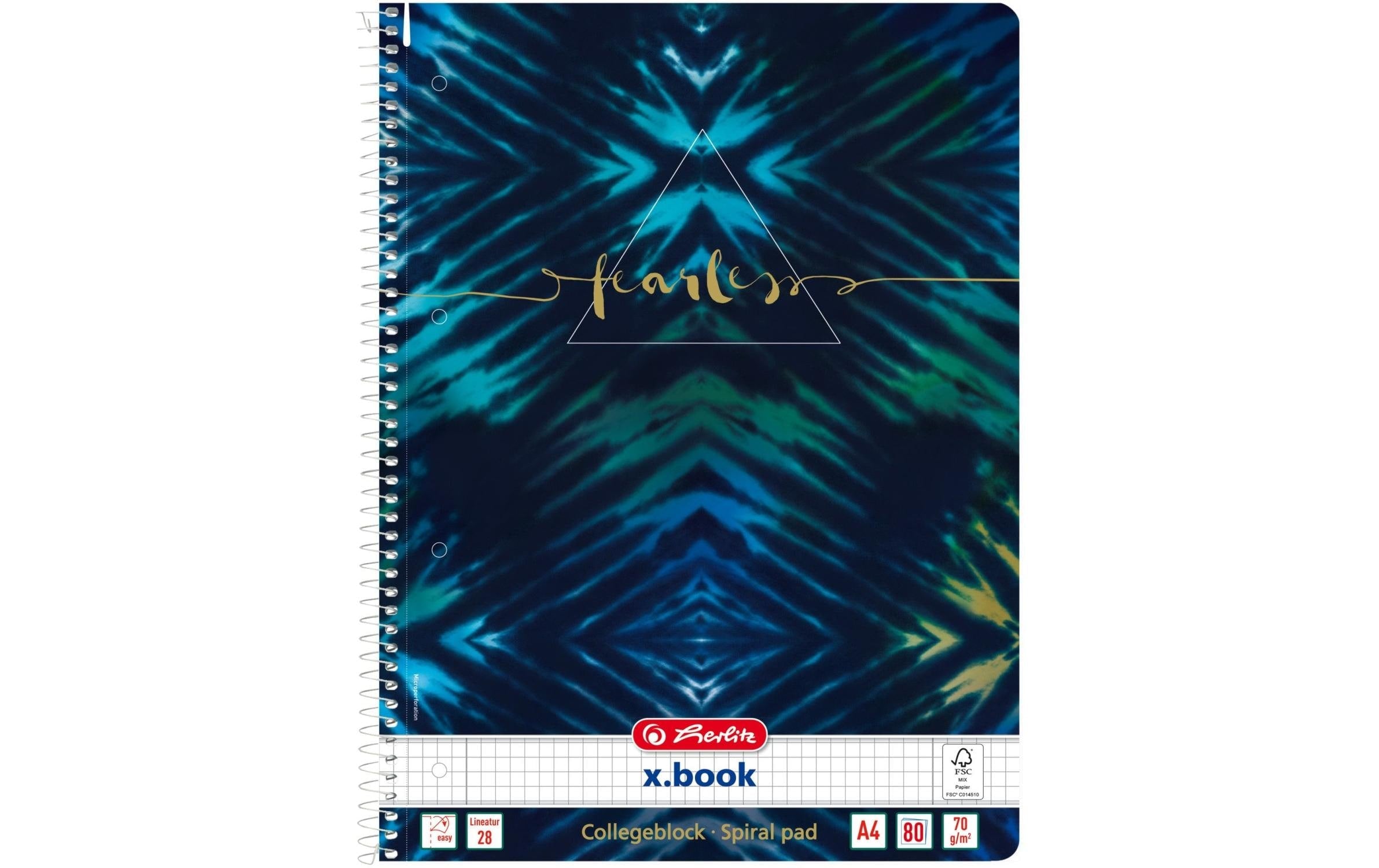 Herlitz Spiralblock New Baltik Fearless Kariert, 80 Blätter, A4