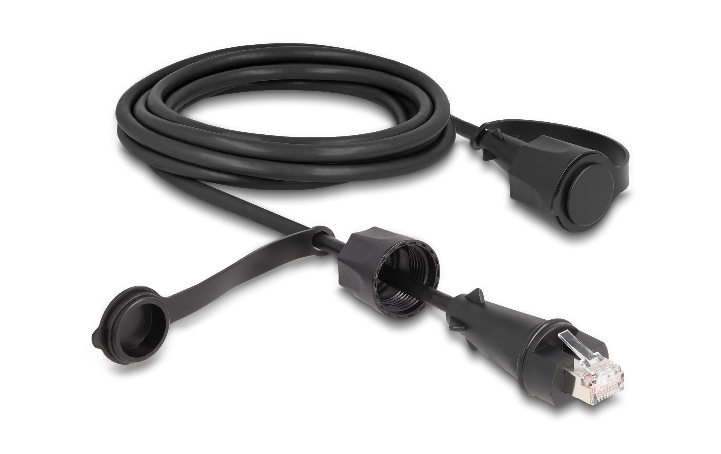 Delock Patchkabel mit Verschlusskappe Cat 6, STP, 3 m, Schwarz