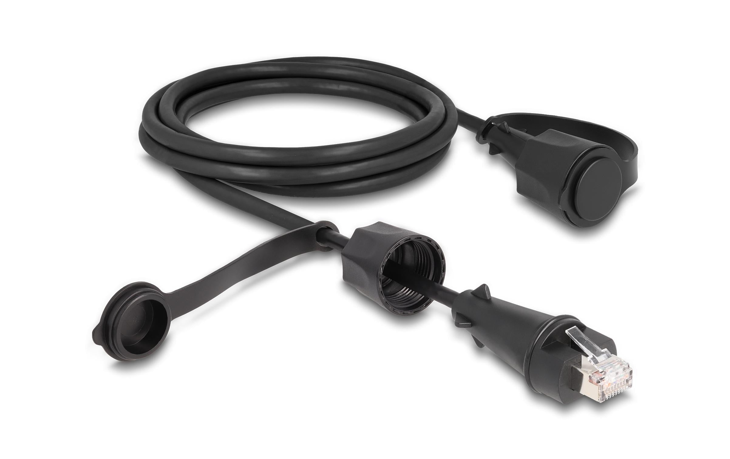 Delock Patchkabel mit Verschlusskappe Cat 6, STP, 2 m, Schwarz