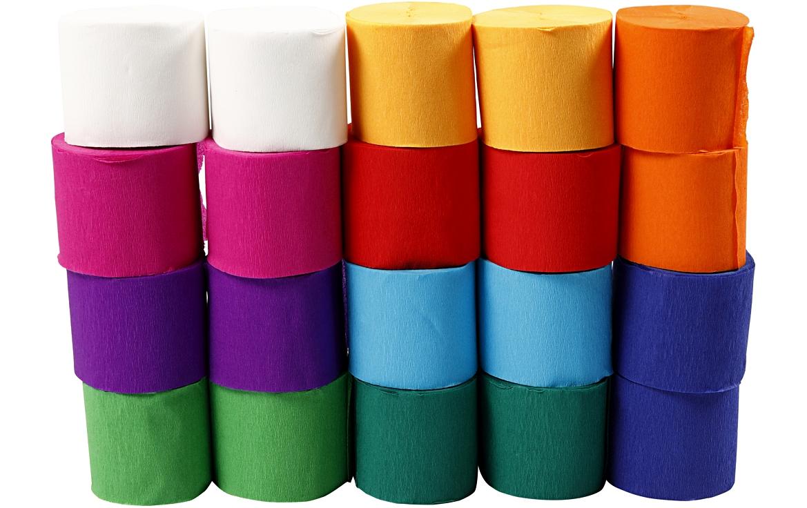 Creativ Company Krepppapier 5 cm x 20 m, 20 Stück, Mehrfarbig