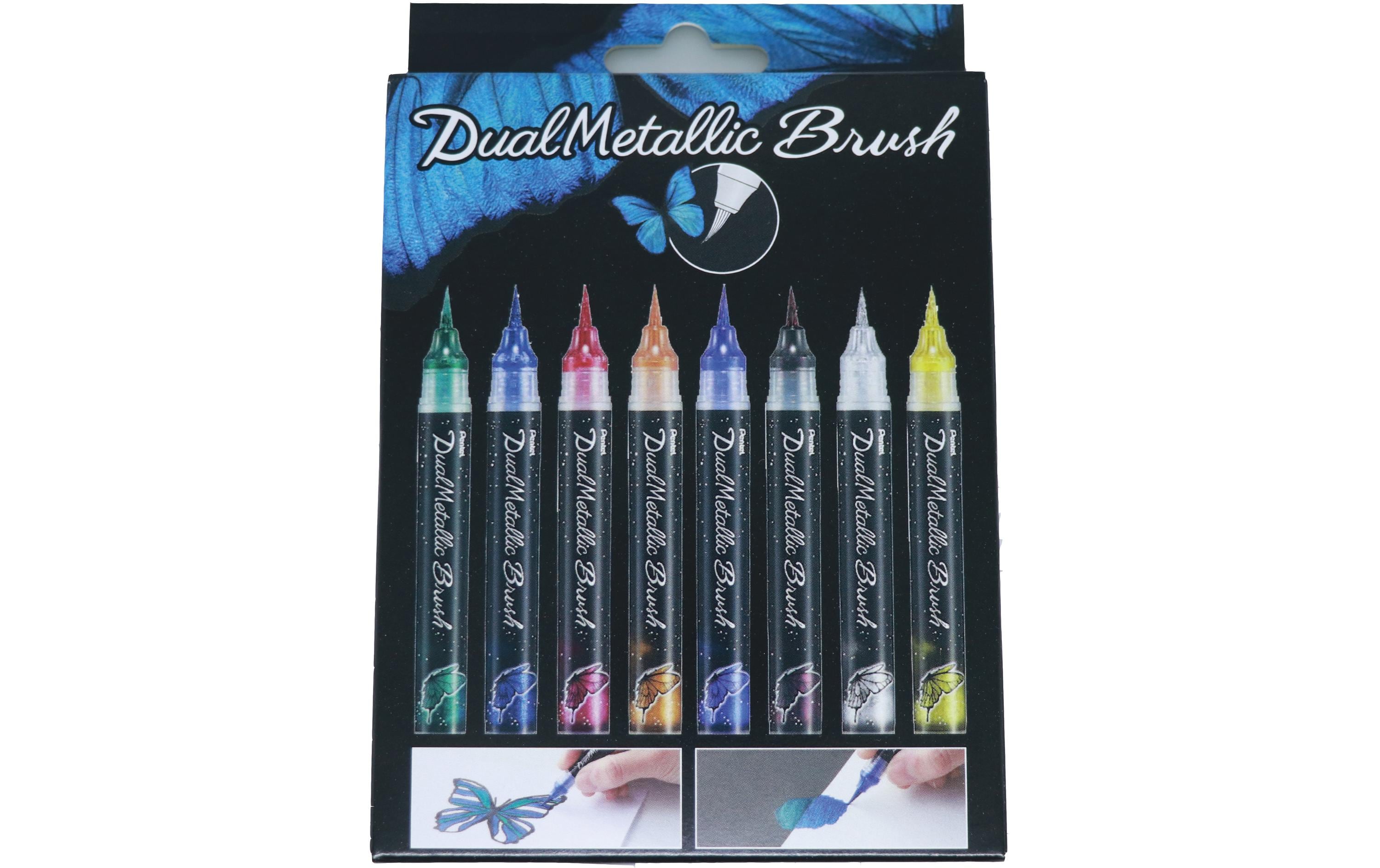 pentel Pinselstift Dual Metallic Brush Mehrfarbig, 8-teilig