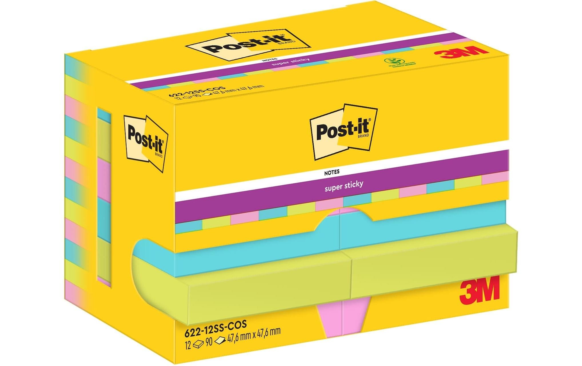 Post-it Notizzettel Super Sticky 47 x 47 mm, Cosmic, 12 Blöcke
