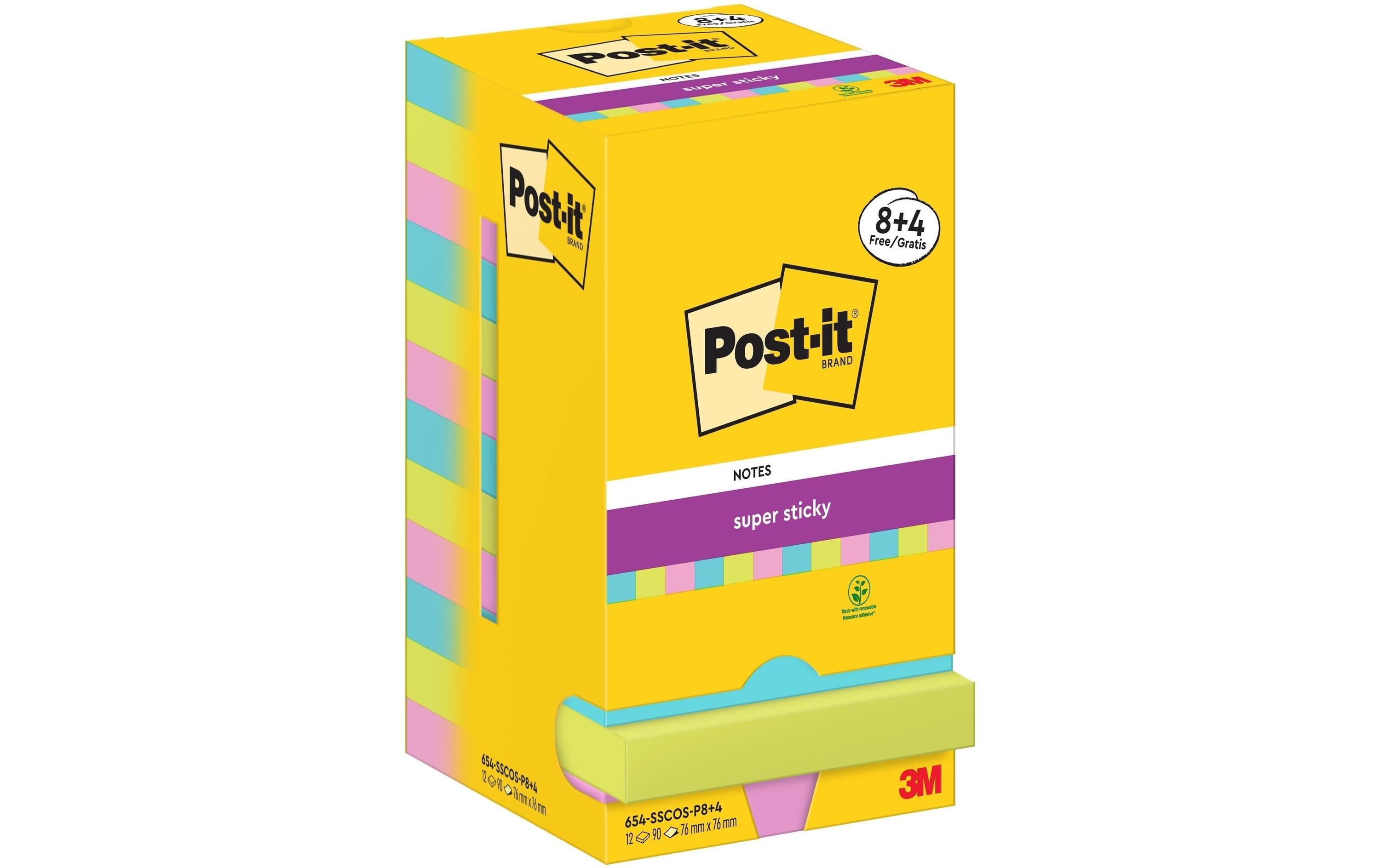Post-it Notizzettel Super Sticky 76 x 76 mm, Cosmic, 12 Blöcke