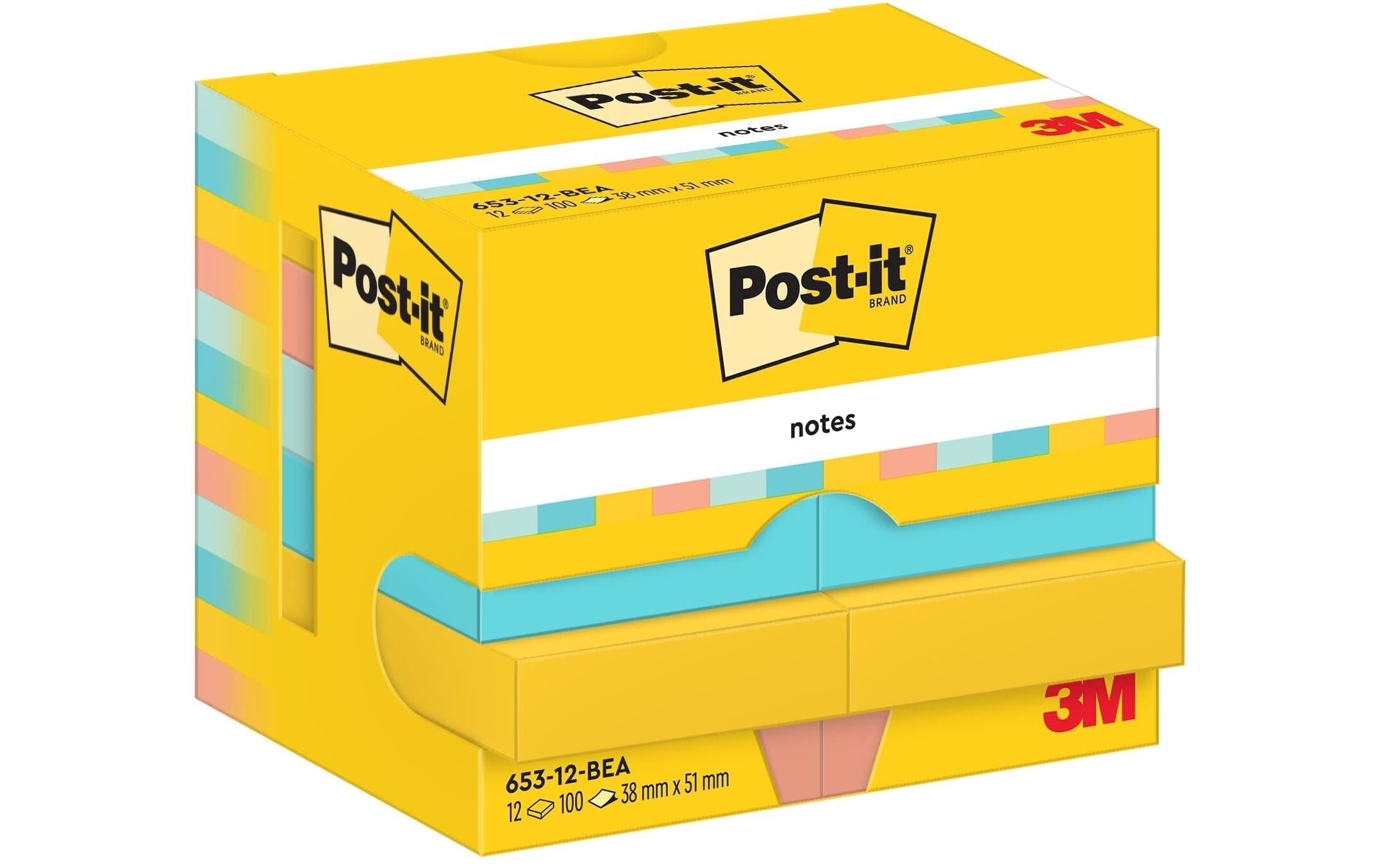 Post-it Notizzettel Beachside 51 x 38 mm, Mehrfarbig, 12 Blöcke