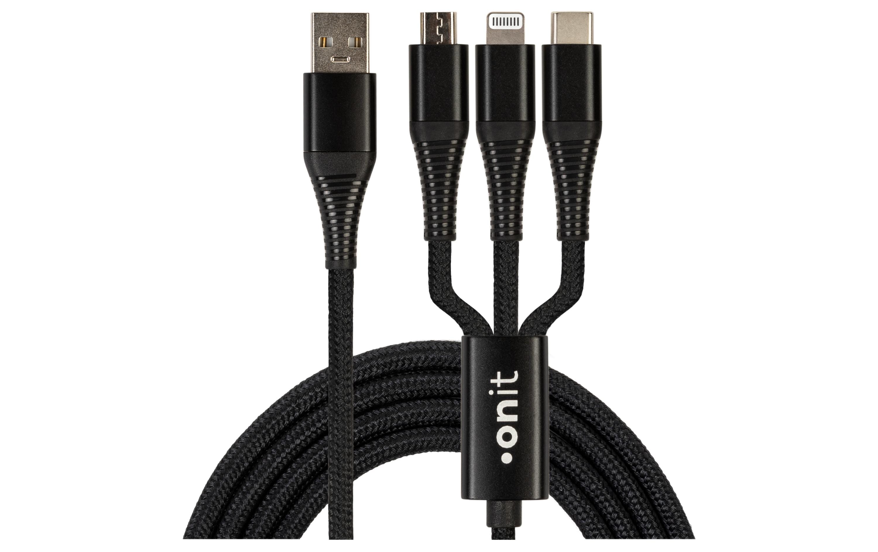 onit USB-Ladekabel USB A - Lightning/Micro-USB B/USB C 0.2 m